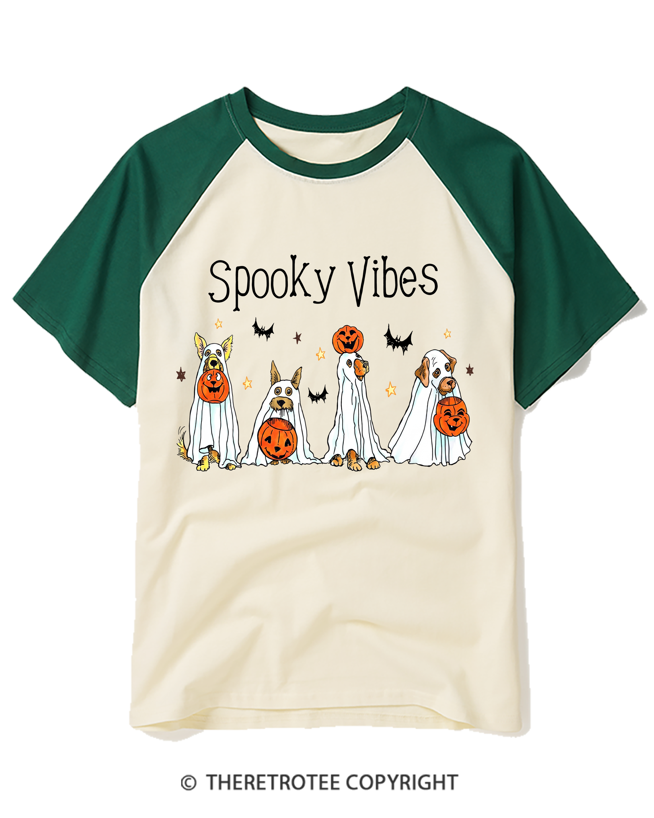 TheRetroTee Spooky Vibes Raglan Baseball T-Shirt