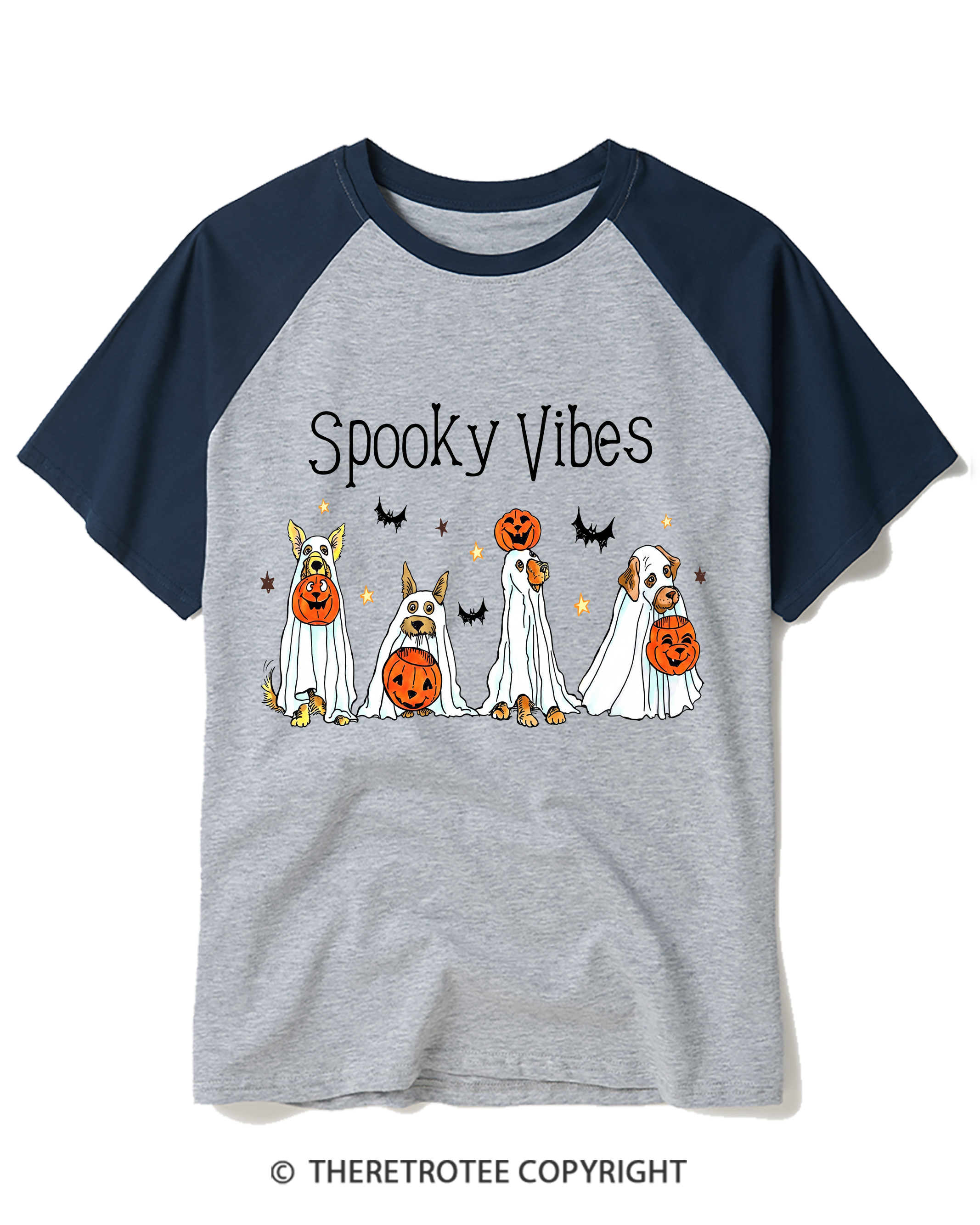 TheRetroTee Spooky Vibes Raglan Baseball T-Shirt