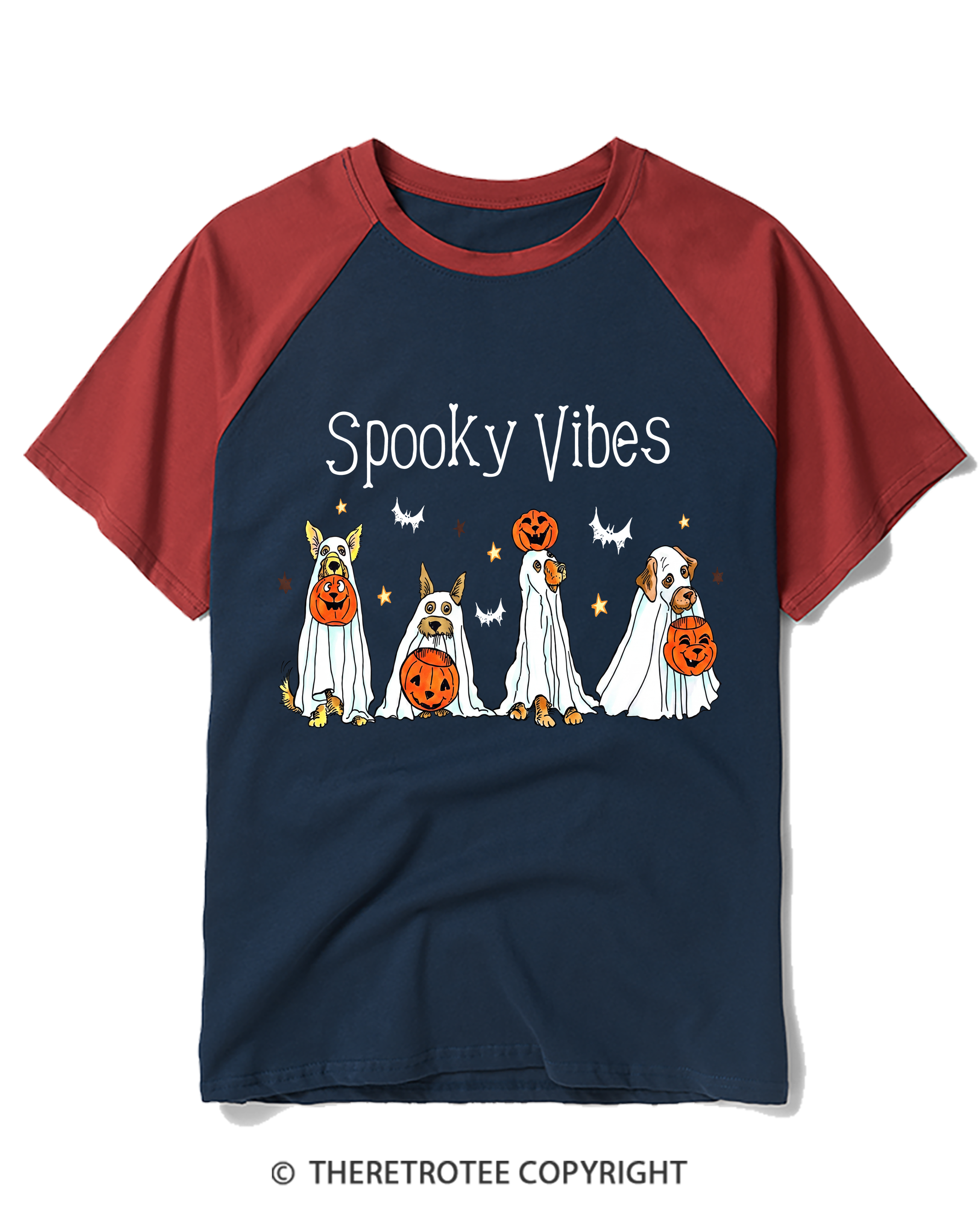 TheRetroTee Spooky Vibes Raglan Baseball T-Shirt
