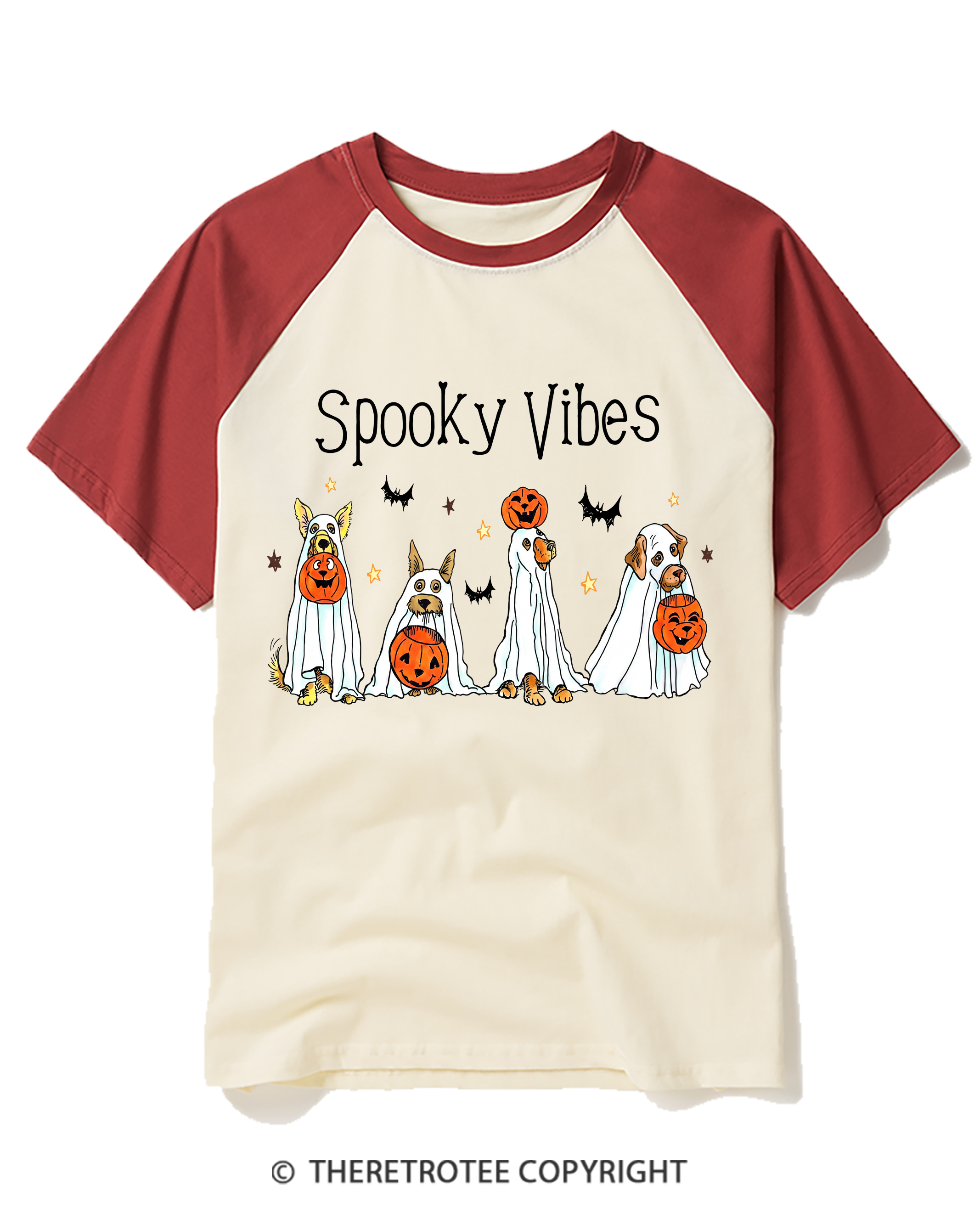 TheRetroTee Spooky Vibes Raglan Baseball T-Shirt