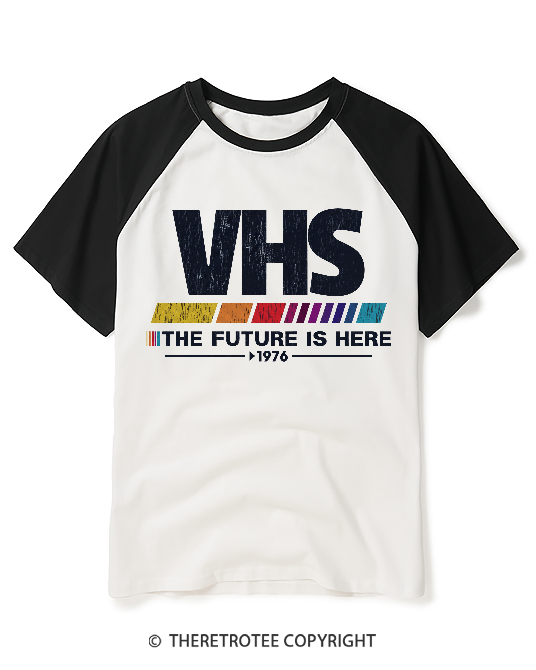 TheRetroTee The Future Is Here 1970s Raglan Baseball T-Shirt