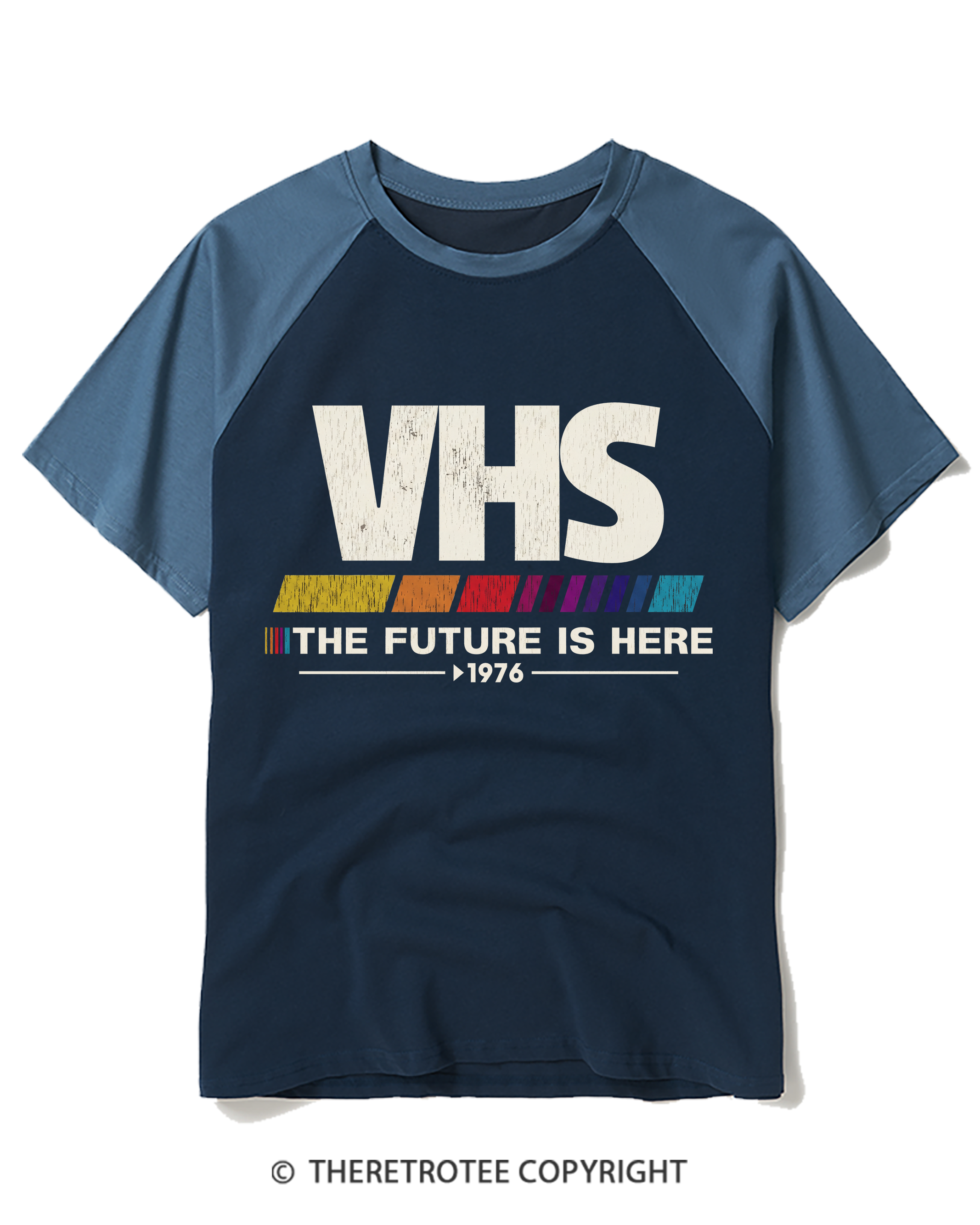 TheRetroTee The Future Is Here 1970s Raglan Baseball T-Shirt