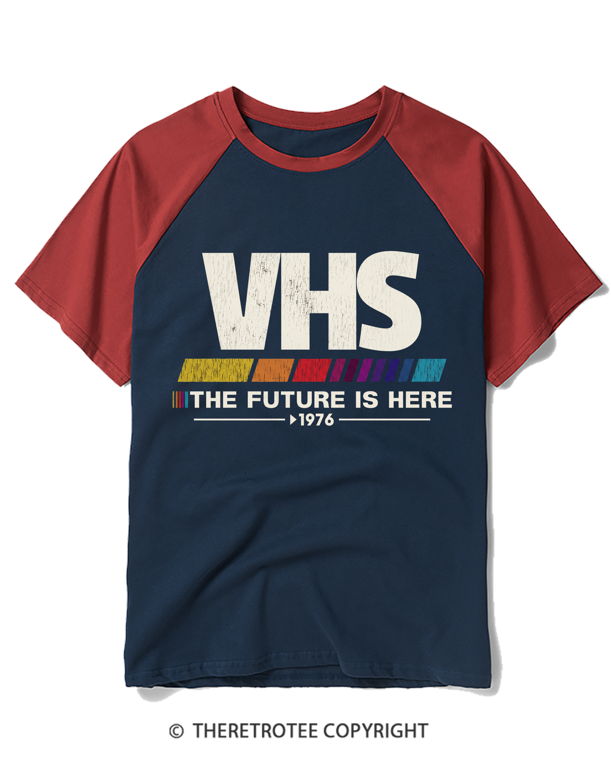 TheRetroTee The Future Is Here 1970s Raglan Baseball T-Shirt