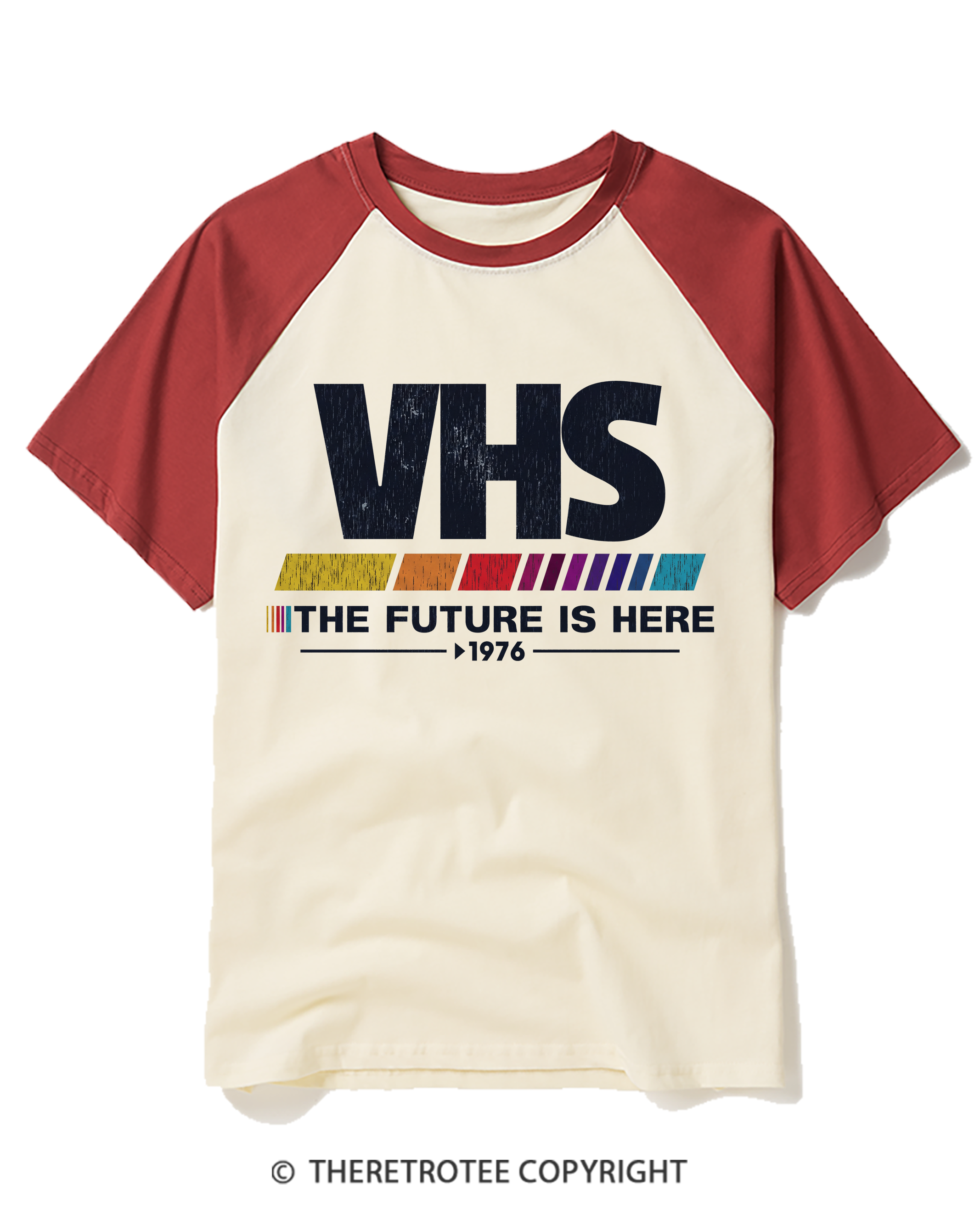 TheRetroTee The Future Is Here 1970s Raglan Baseball T-Shirt
