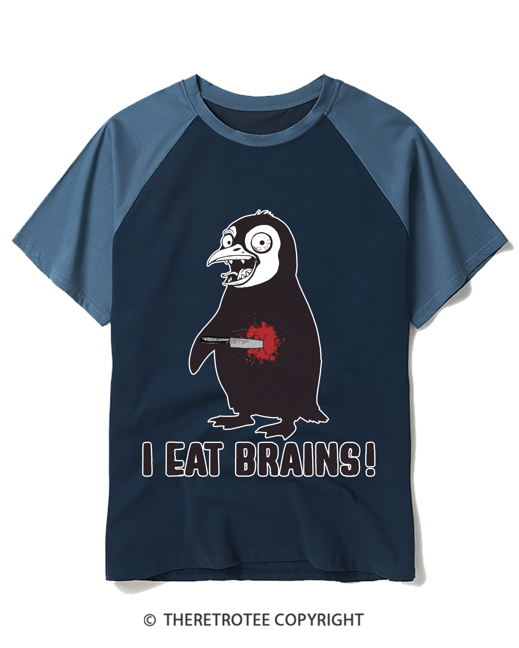 TheRetroTee I Eat Brains! 2000s Raglan Baseball T-Shirt