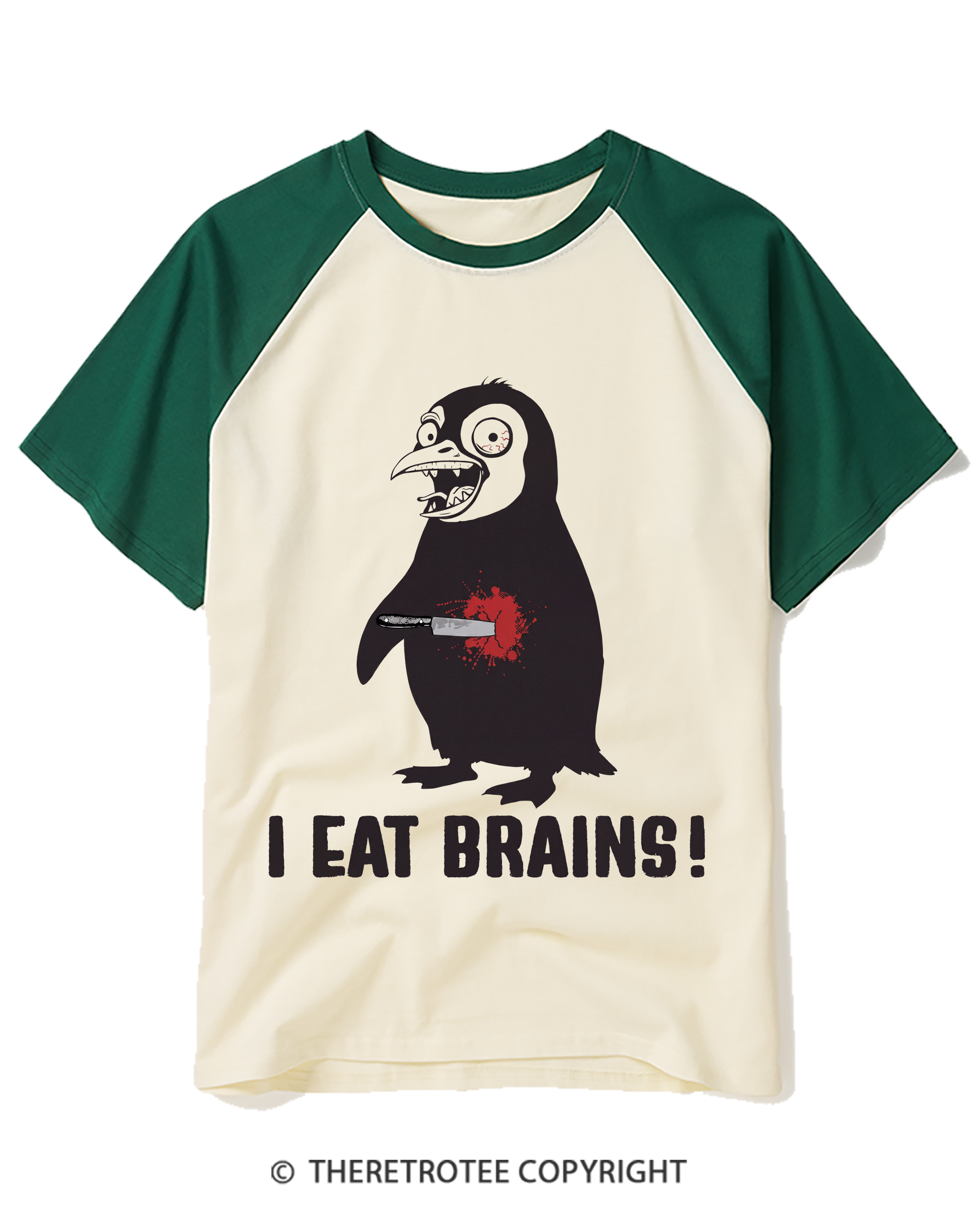 TheRetroTee I Eat Brains! 2000s Raglan Baseball T-Shirt