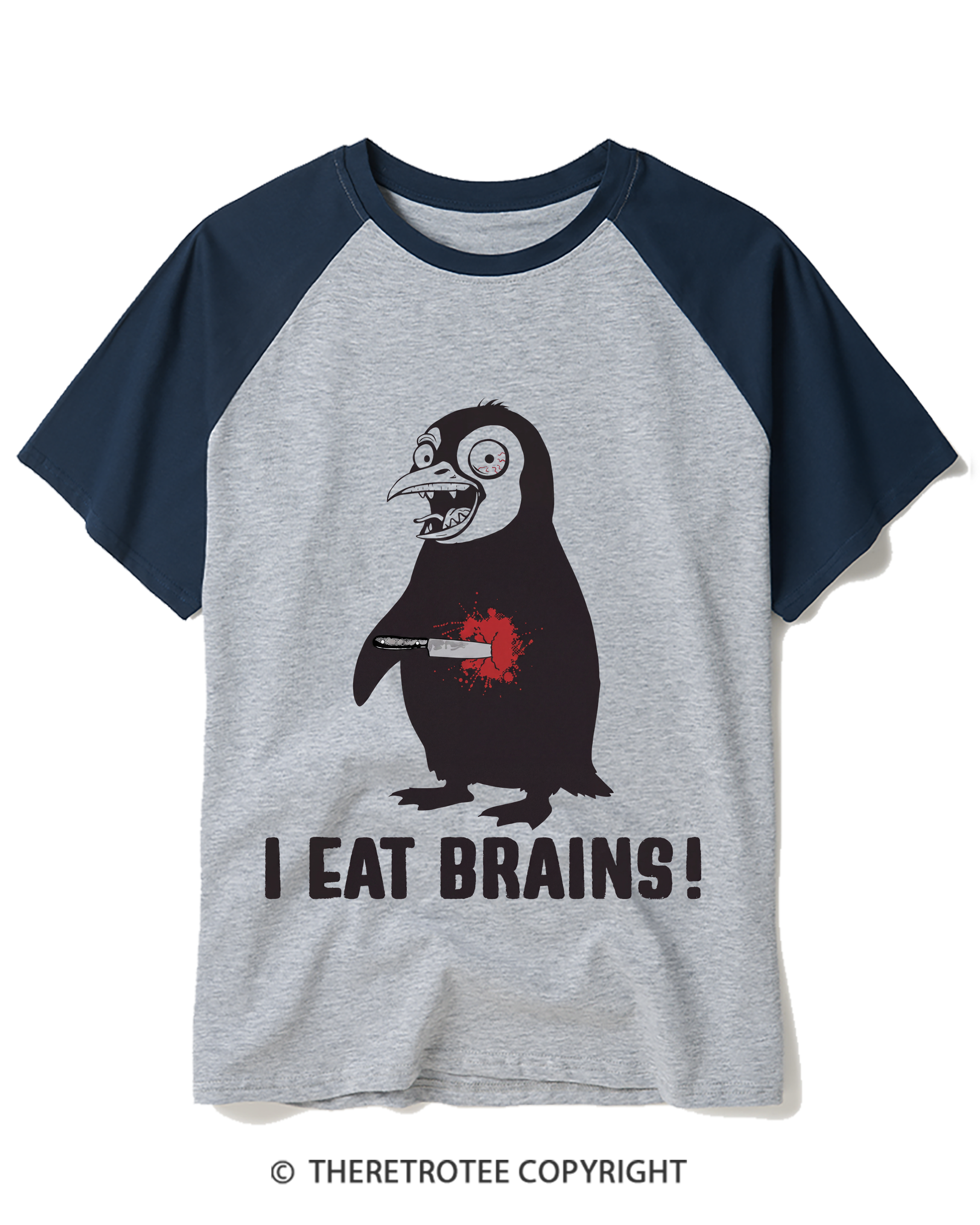 TheRetroTee I Eat Brains! 2000s Raglan Baseball T-Shirt