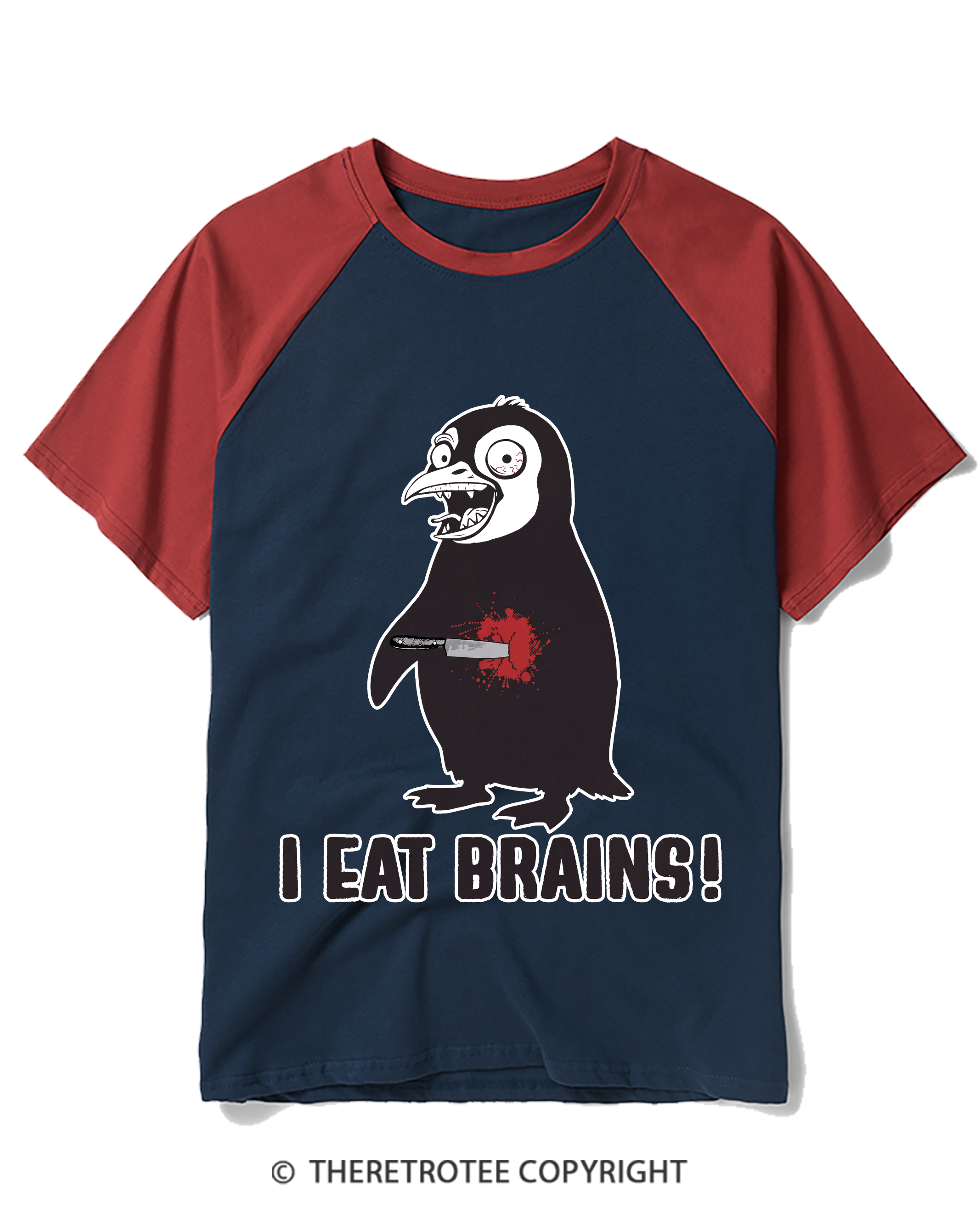 TheRetroTee I Eat Brains! 2000s Raglan Baseball T-Shirt