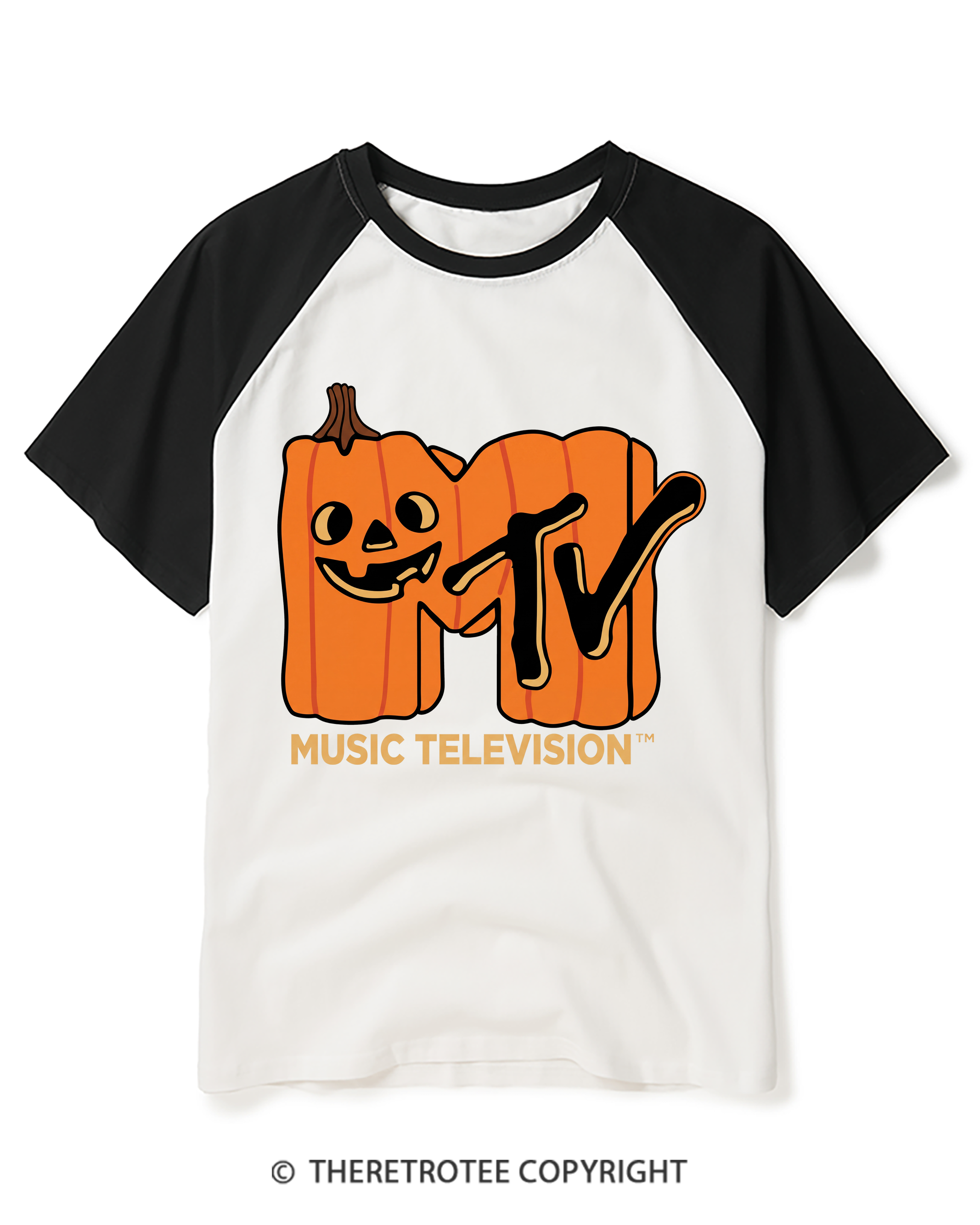 TheRetroTee Halloween Video Radio 1980s Raglan Baseball T-Shirt