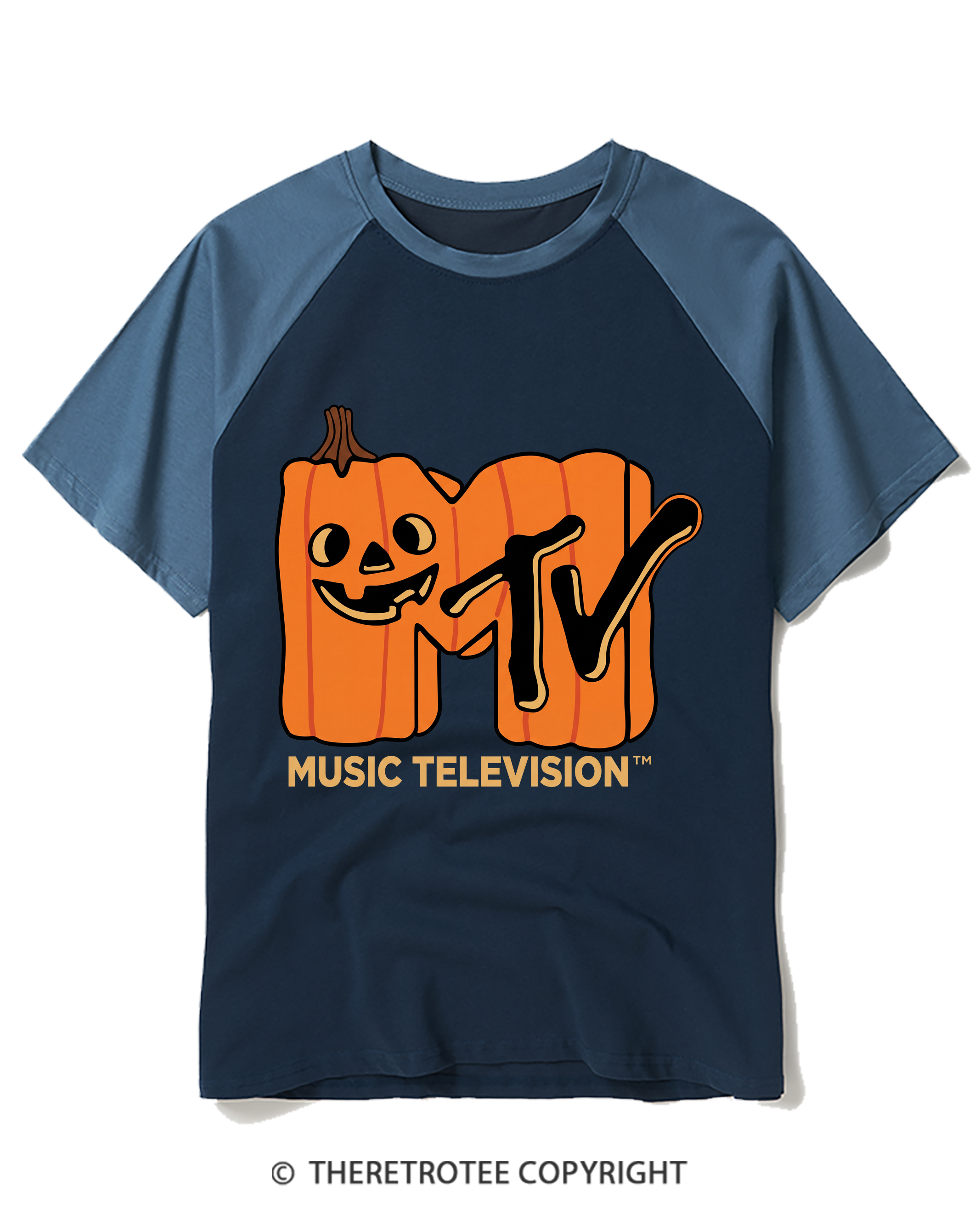 TheRetroTee Halloween Video Radio 1980s Raglan Baseball T-Shirt