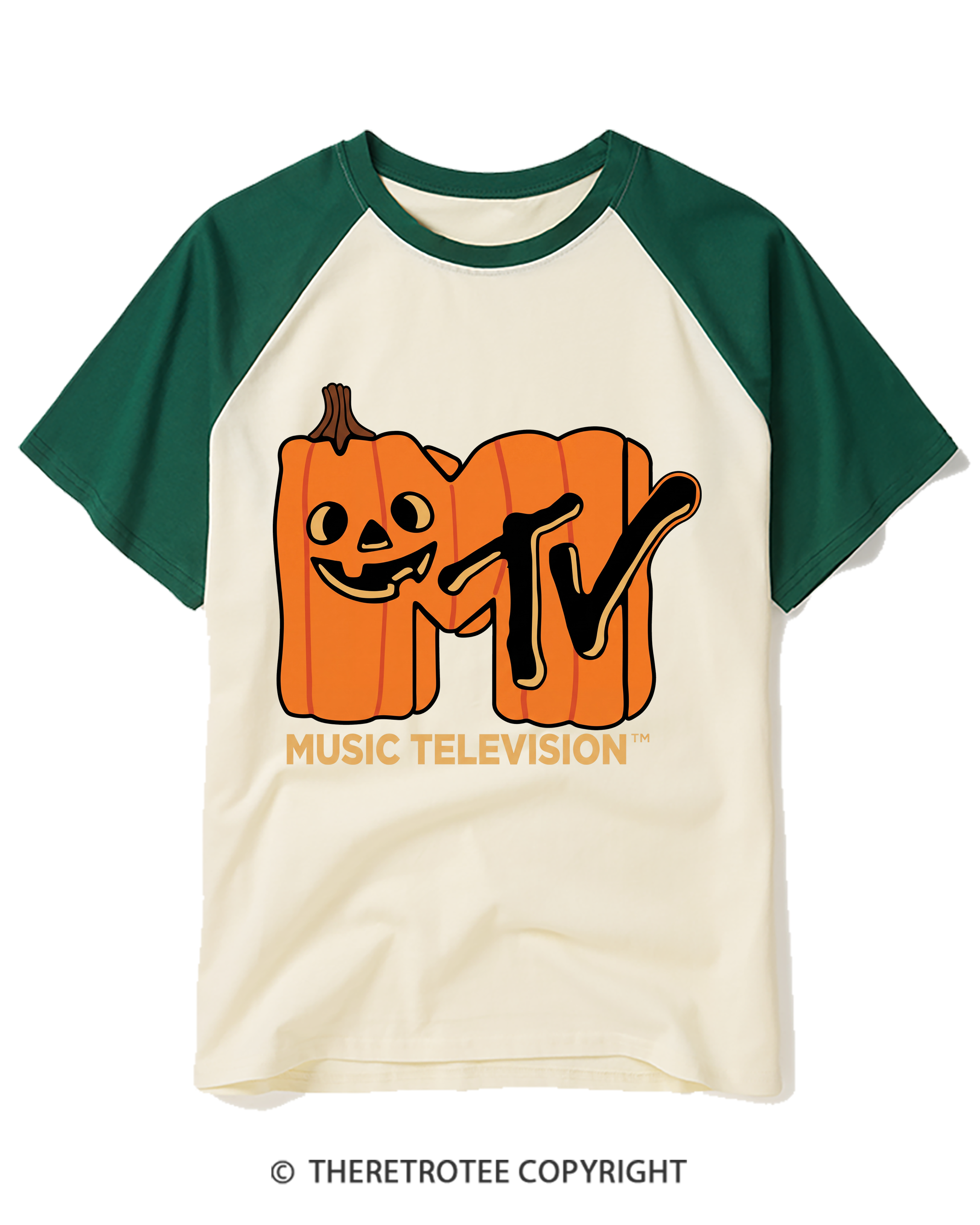 TheRetroTee Halloween Video Radio 1980s Raglan Baseball T-Shirt