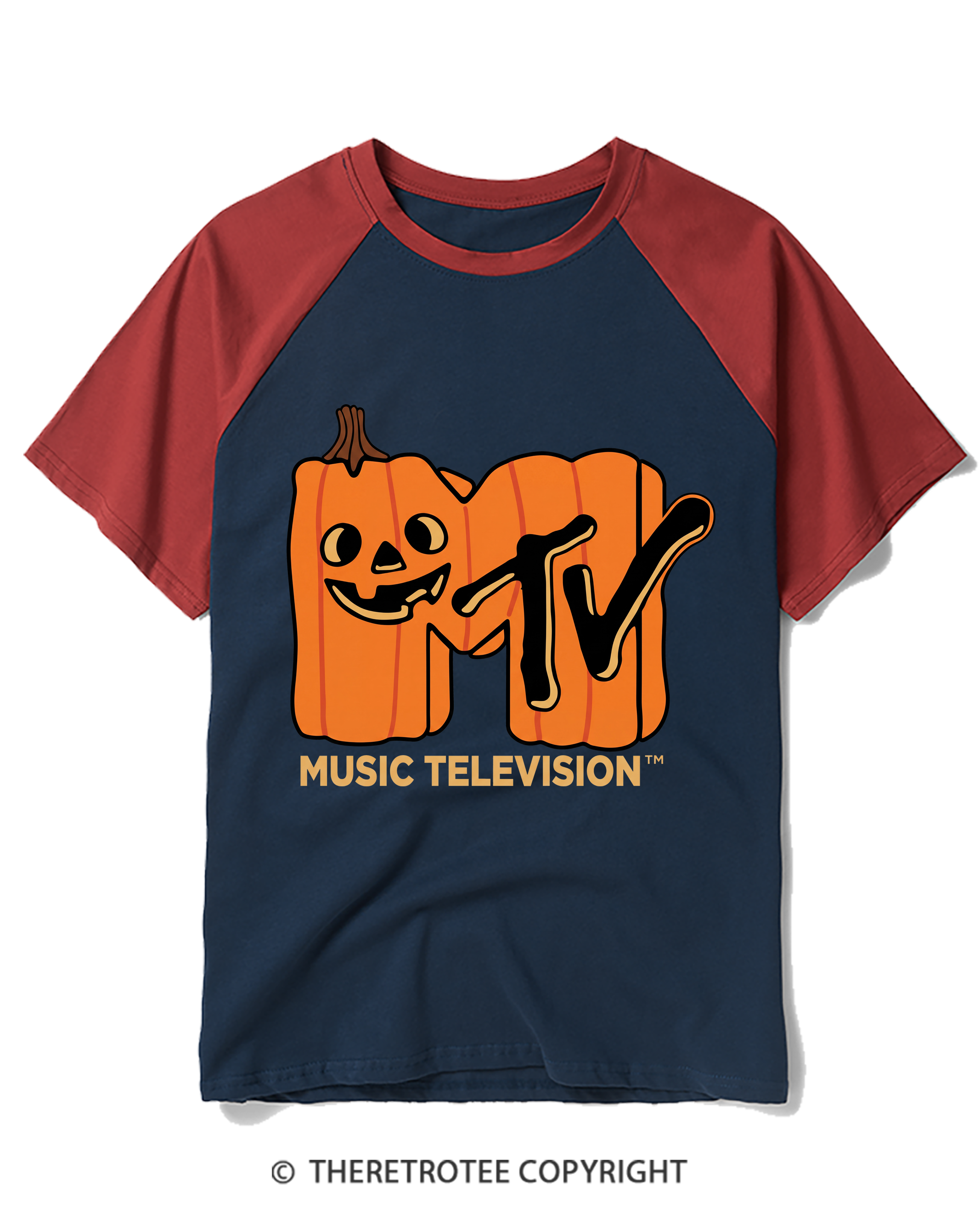 TheRetroTee Halloween Video Radio 1980s Raglan Baseball T-Shirt