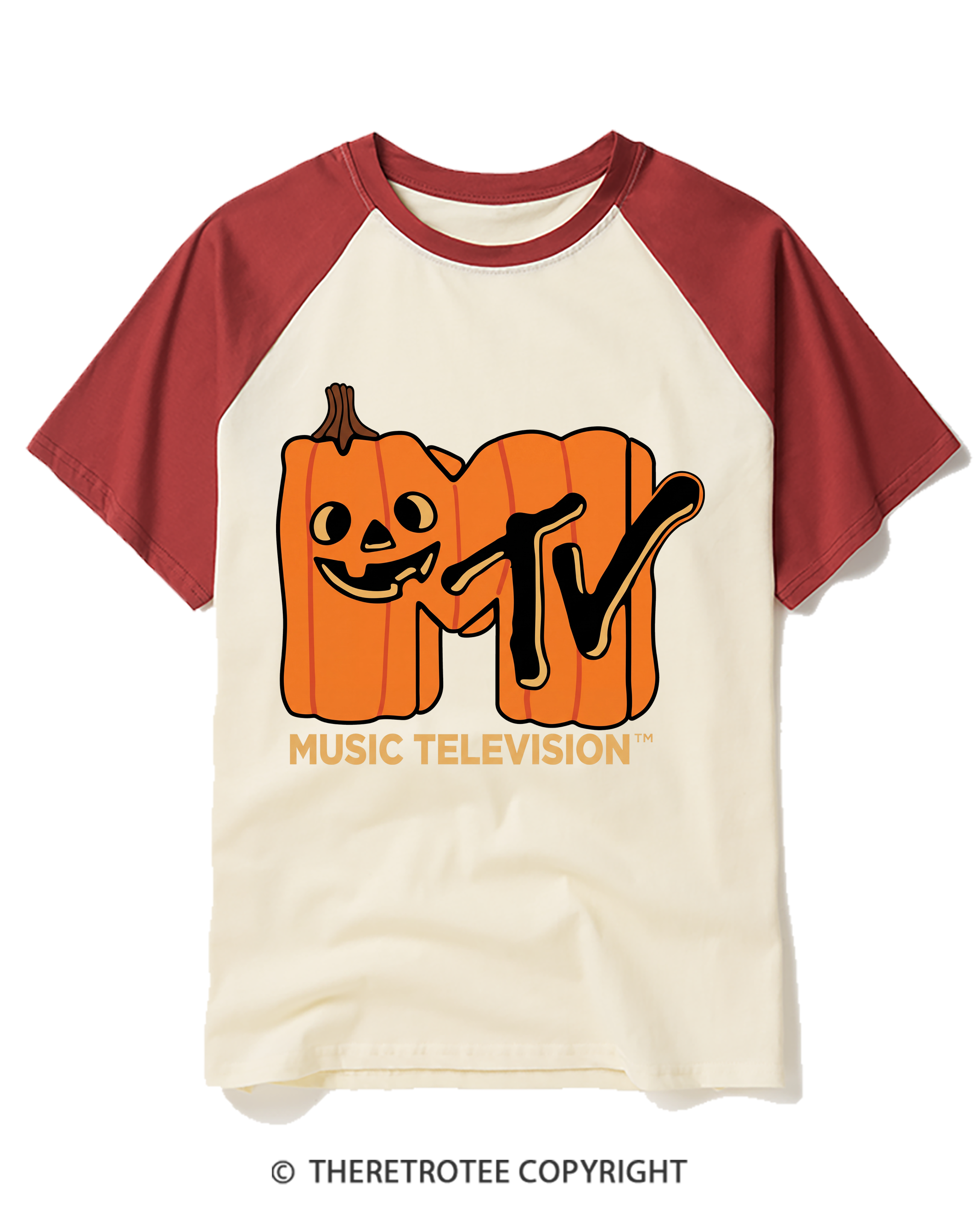 TheRetroTee Halloween Video Radio 1980s Raglan Baseball T-Shirt