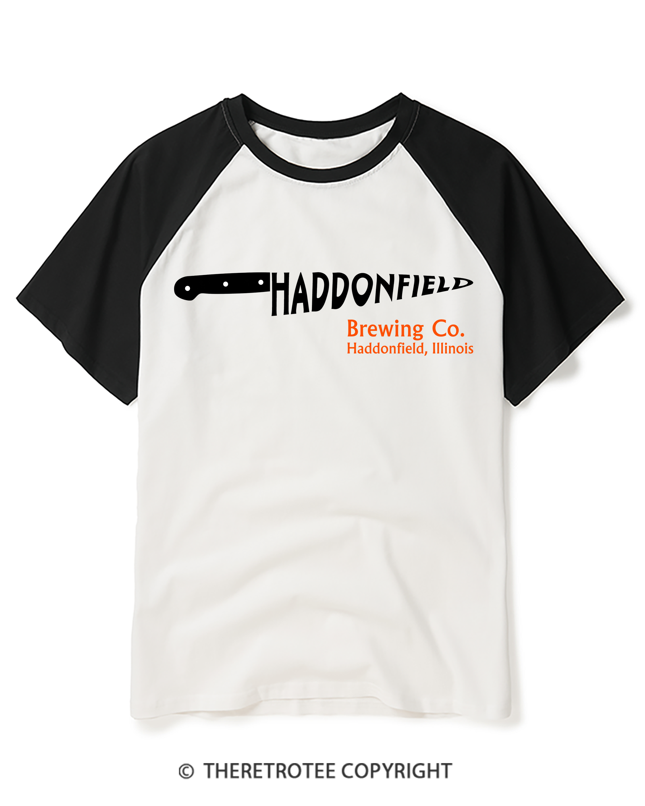 TheRetroTee Haddonfield Brewing Co 1970s Raglan Baseball T-Shirt