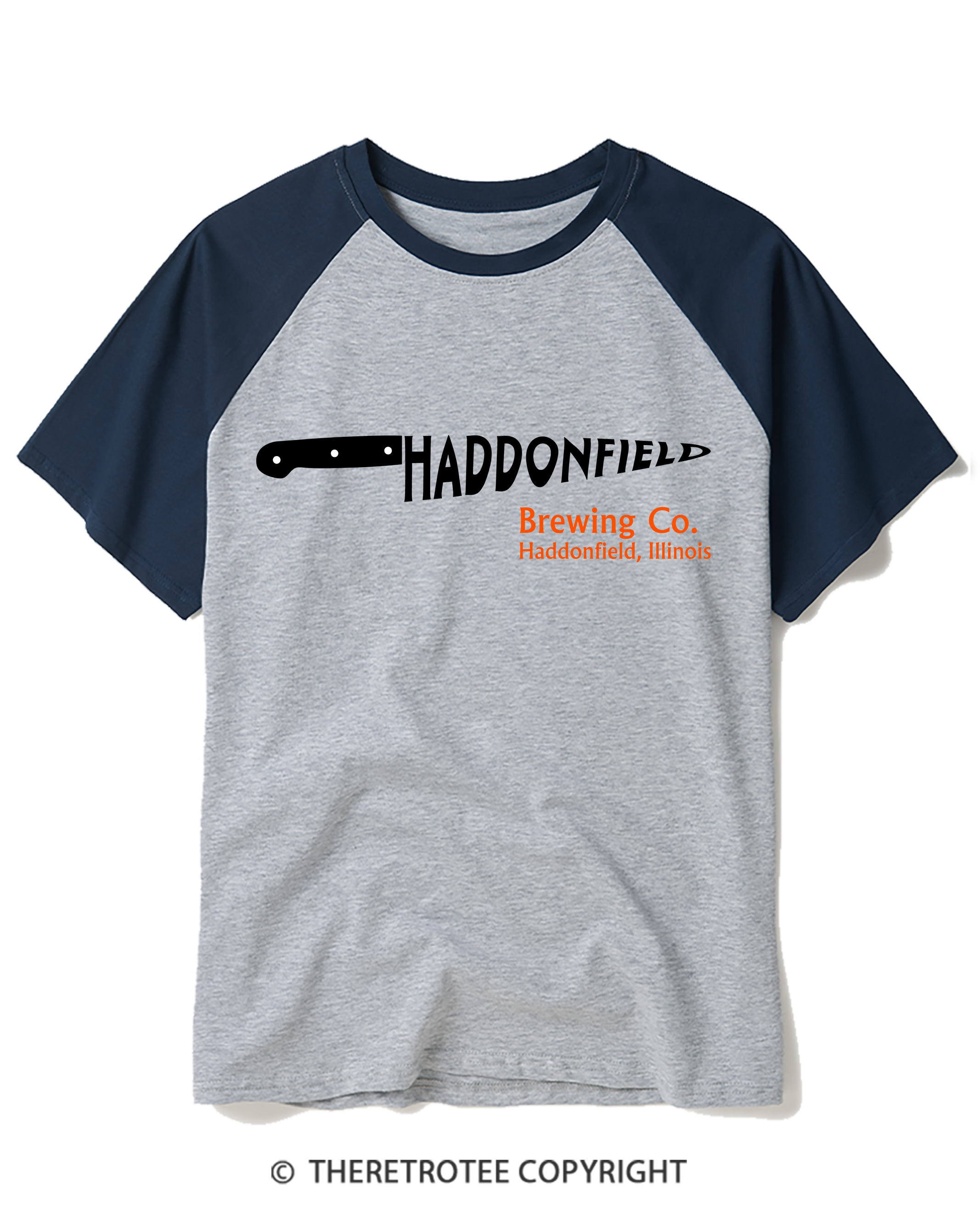 TheRetroTee Haddonfield Brewing Co 1970s Raglan Baseball T-Shirt