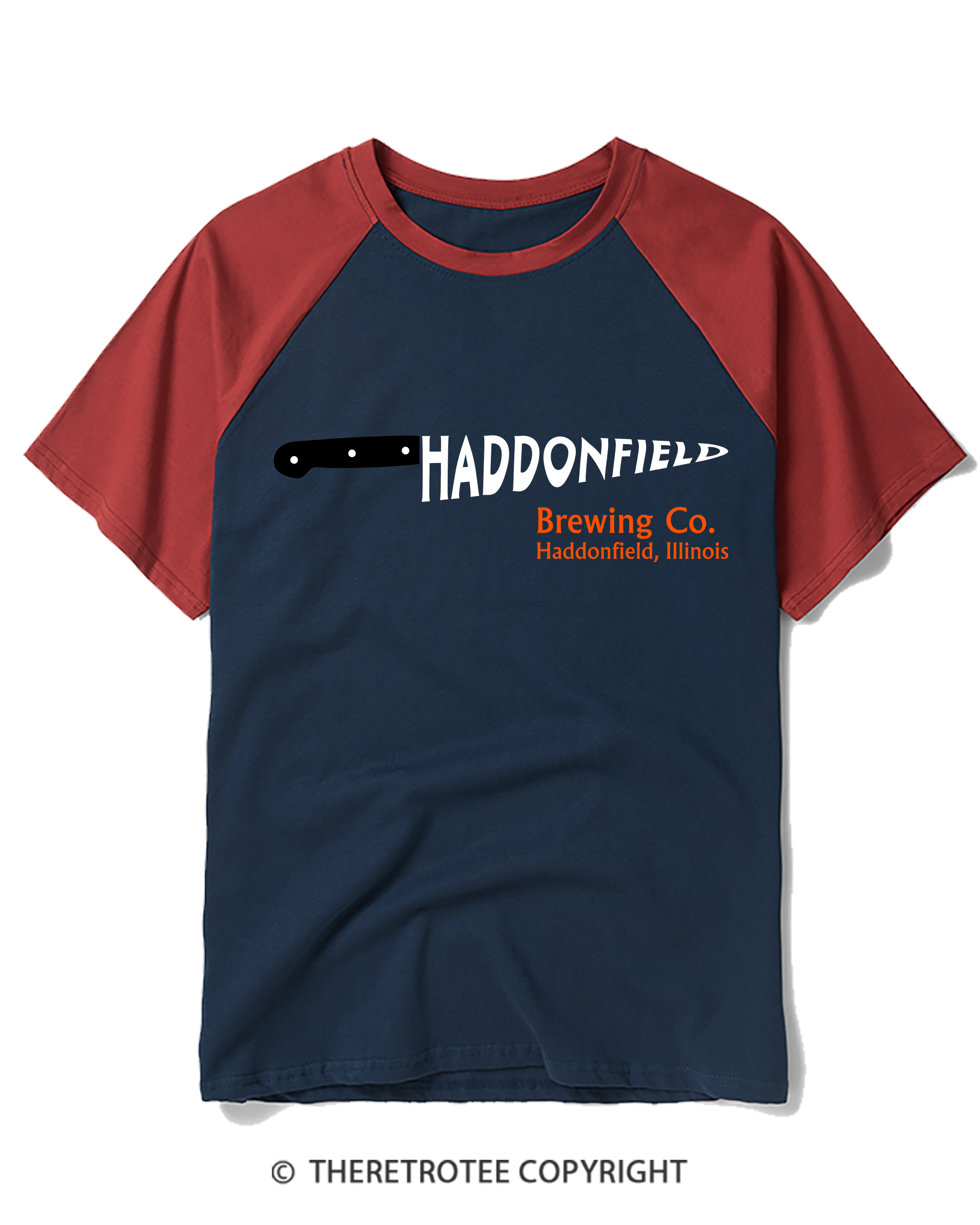 TheRetroTee Haddonfield Brewing Co 1970s Raglan Baseball T-Shirt