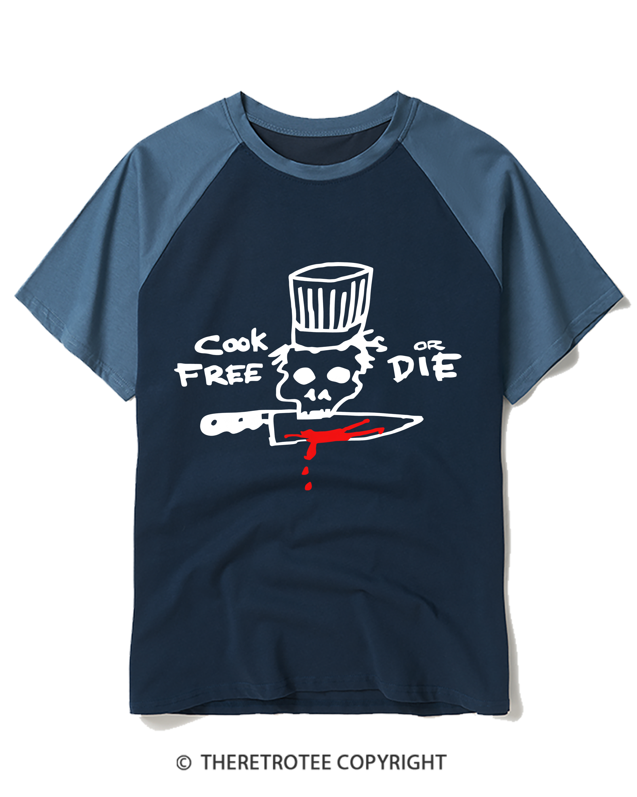 TheRetroTee Cook Free or Die 1990s Raglan Baseball T-Shirt