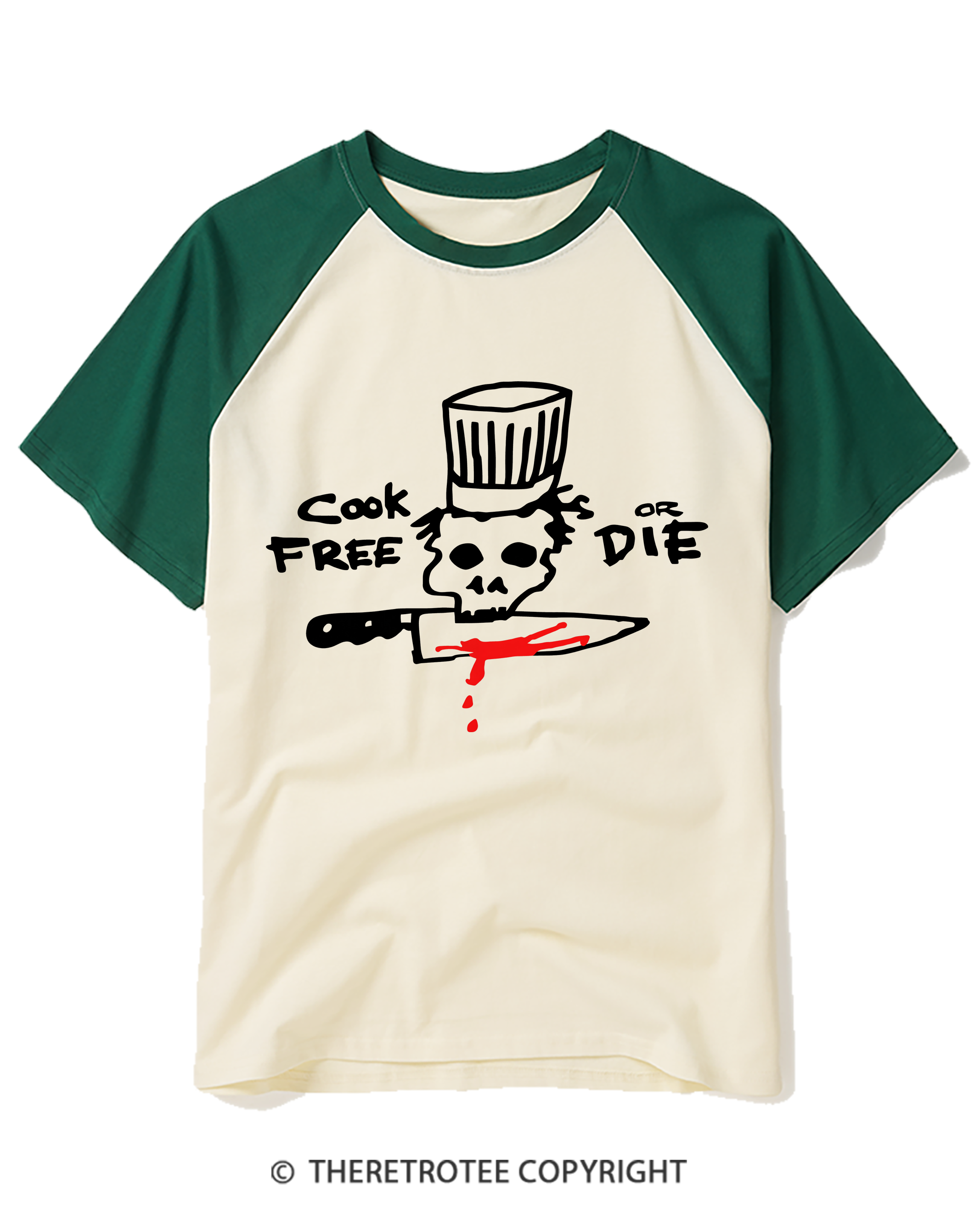 TheRetroTee Cook Free or Die 1990s Raglan Baseball T-Shirt