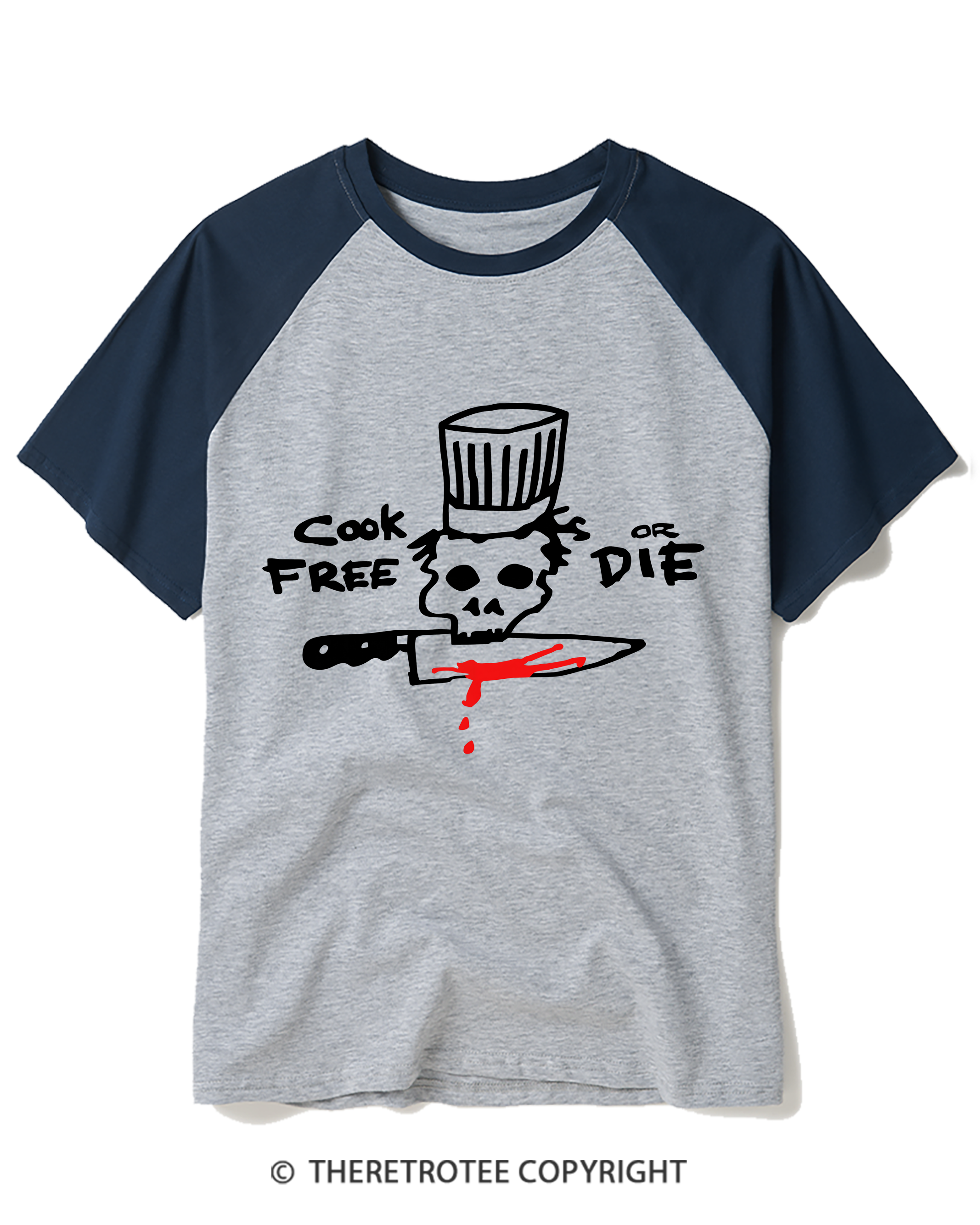 TheRetroTee Cook Free or Die 1990s Raglan Baseball T-Shirt