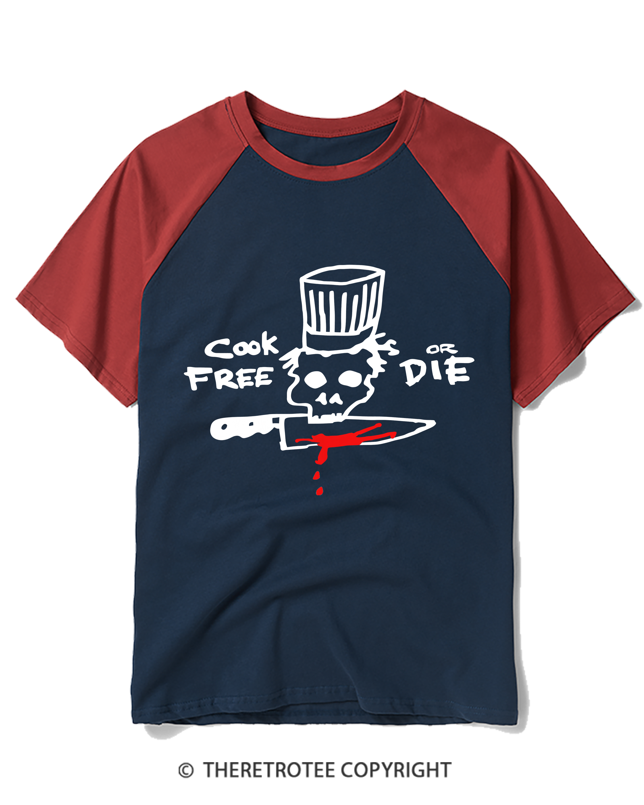 TheRetroTee Cook Free or Die 1990s Raglan Baseball T-Shirt