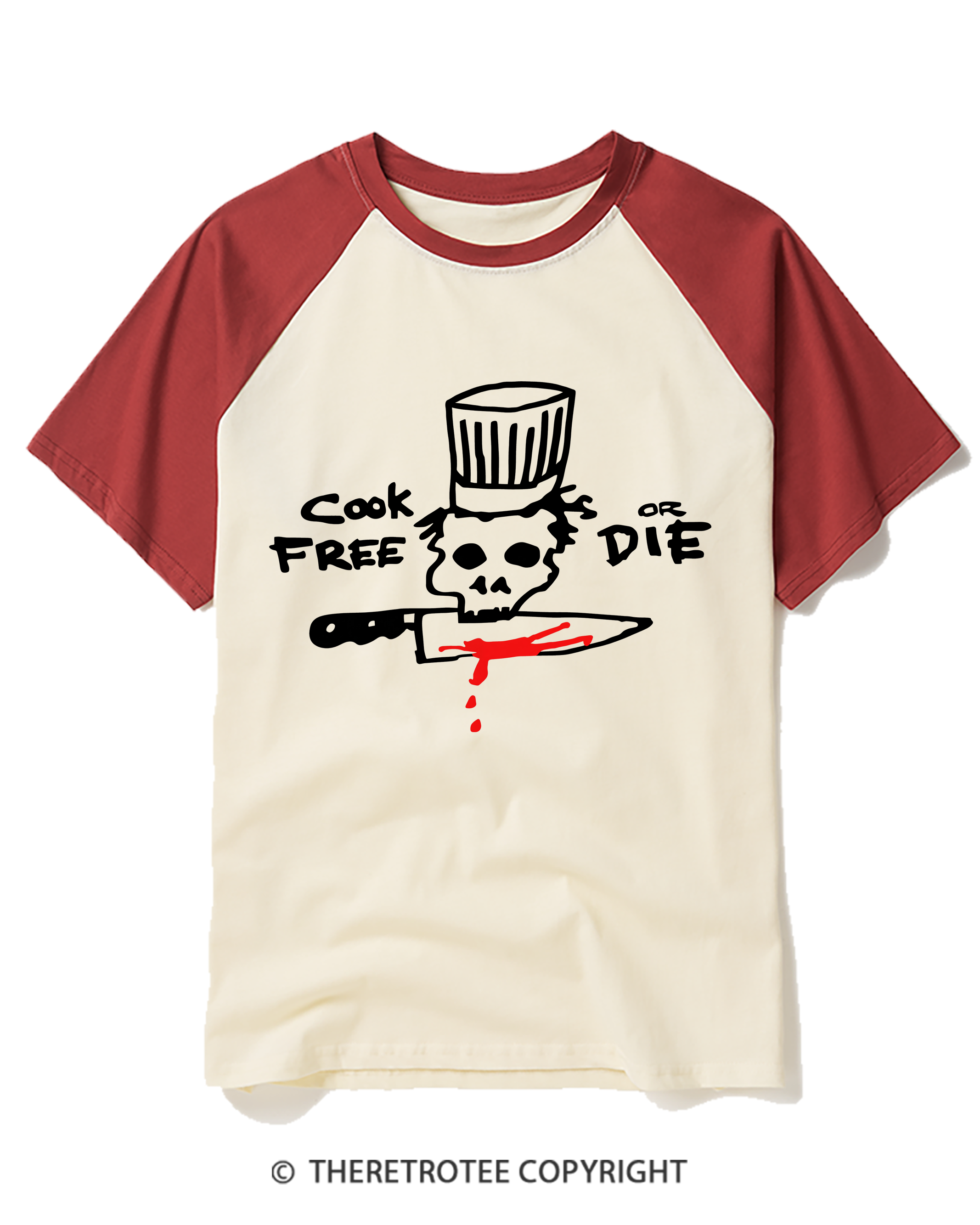 TheRetroTee Cook Free or Die 1990s Raglan Baseball T-Shirt
