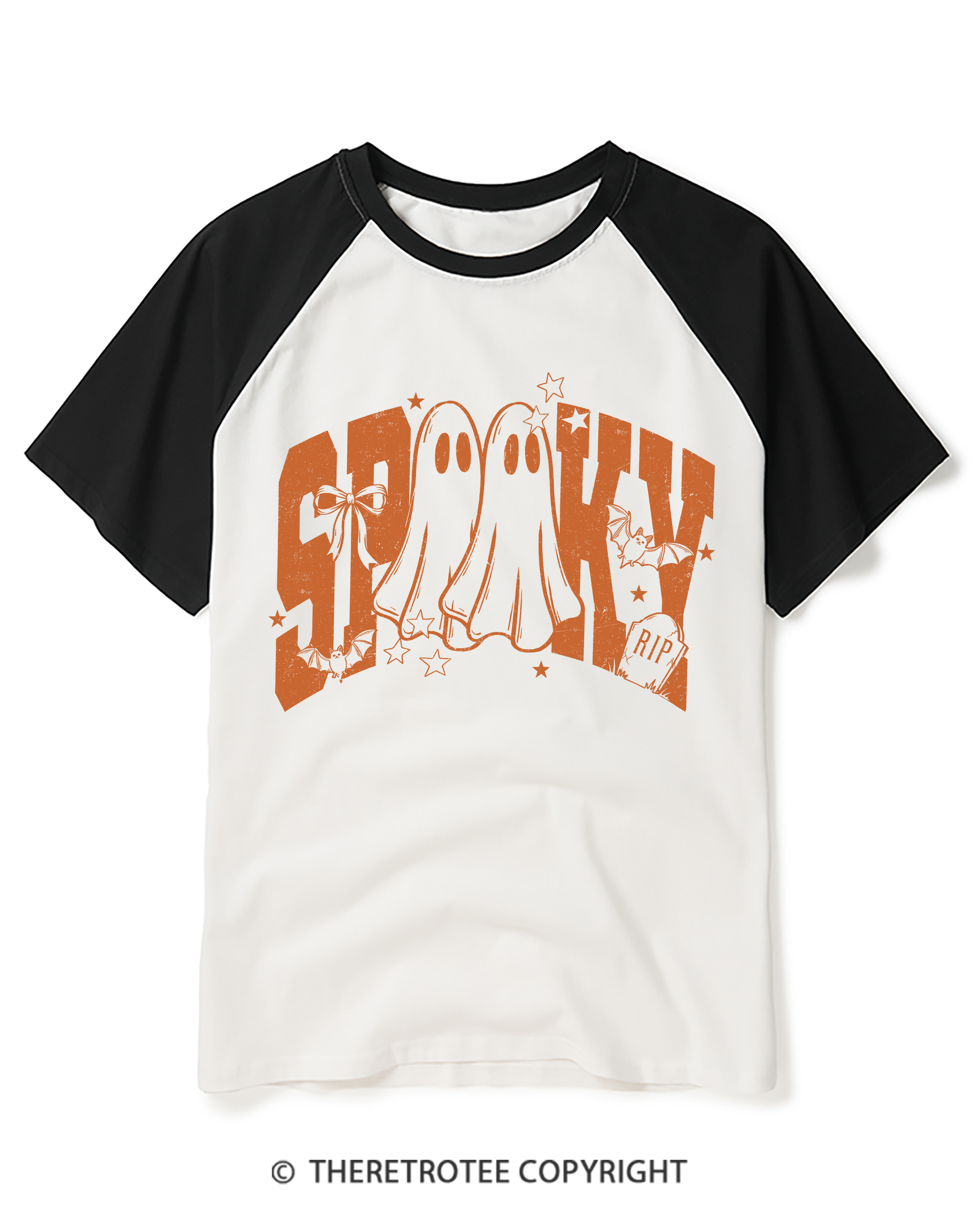 TheRetroTee Spooky 1990s Raglan Baseball T-Shirt