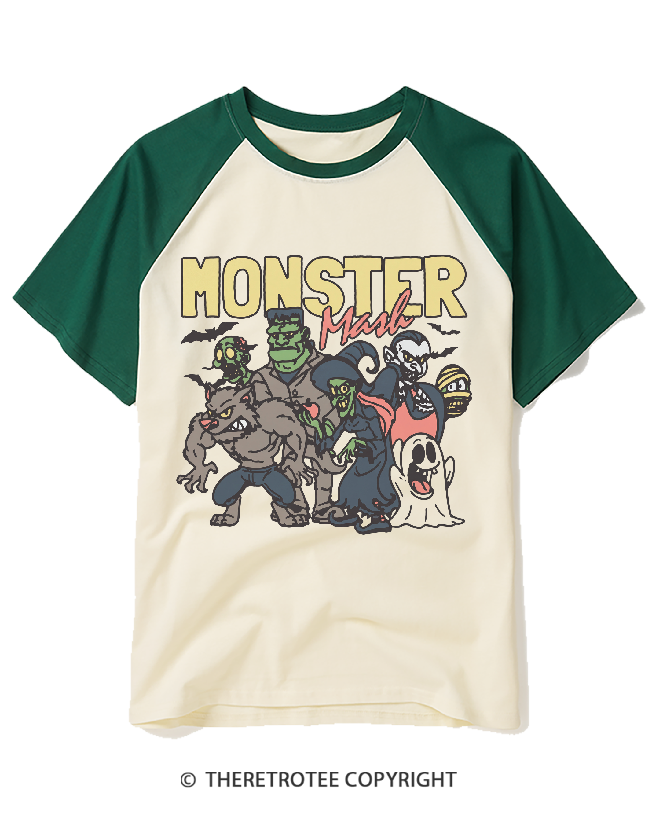 TheRetroTee Halloween Monster Mash Raglan Baseball T-Shirt