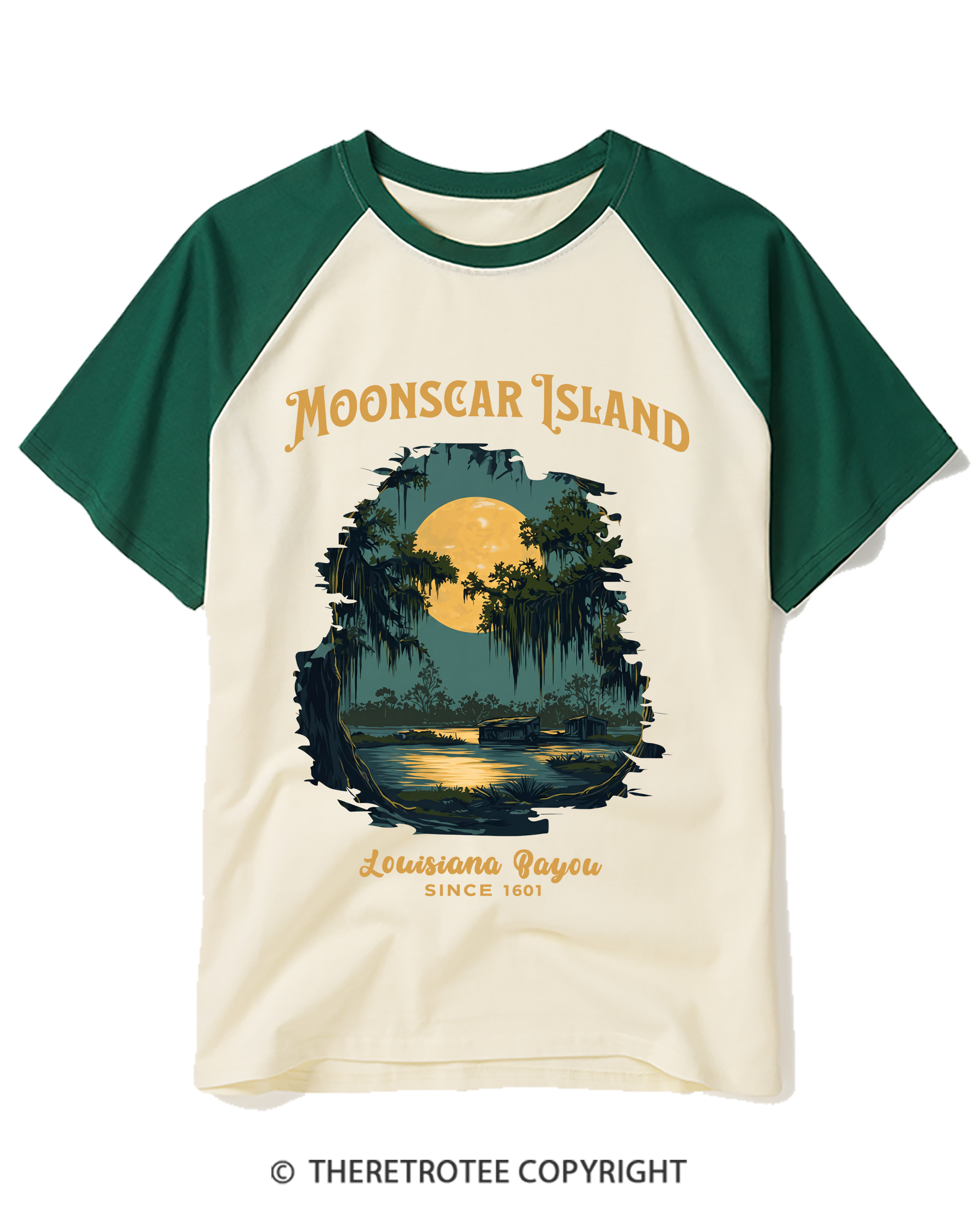 TheRetroTee Moonscar Island 1990s Raglan Baseball T-Shirt
