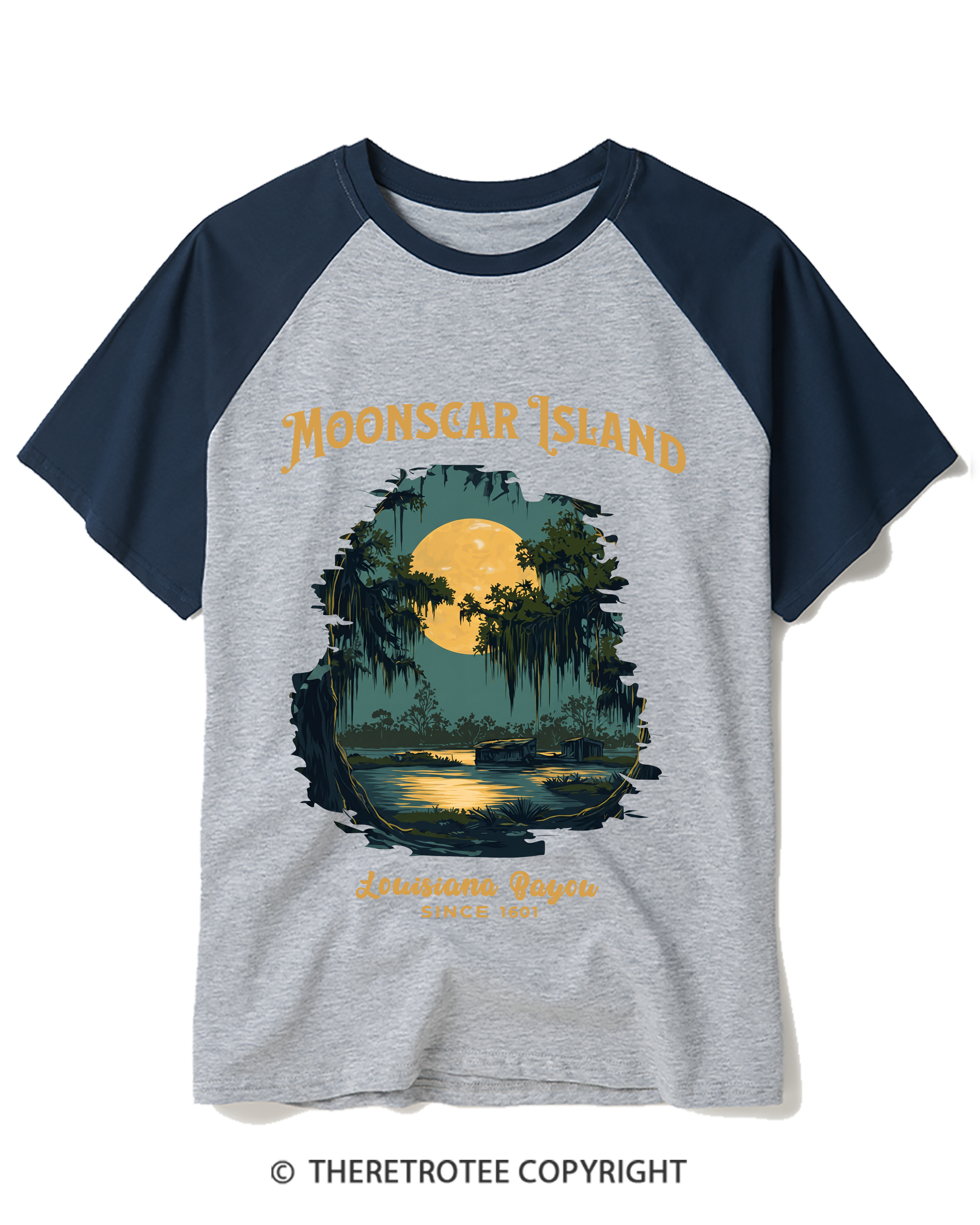 TheRetroTee Moonscar Island 1990s Raglan Baseball T-Shirt