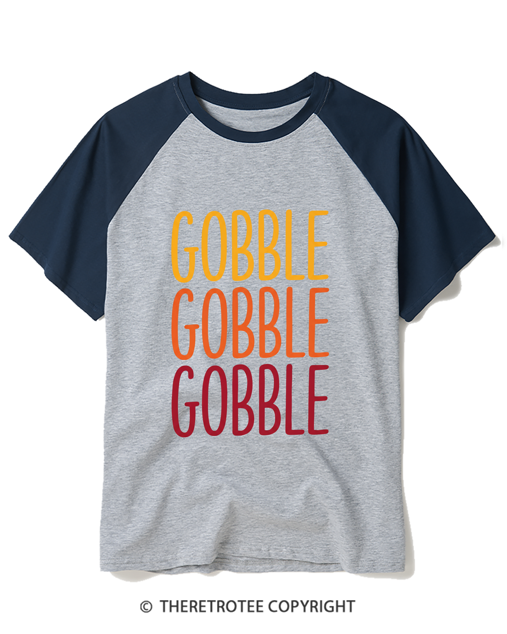 TheRetroTee Gobble Gobble Gobble 1990s Raglan Baseball T-Shirt
