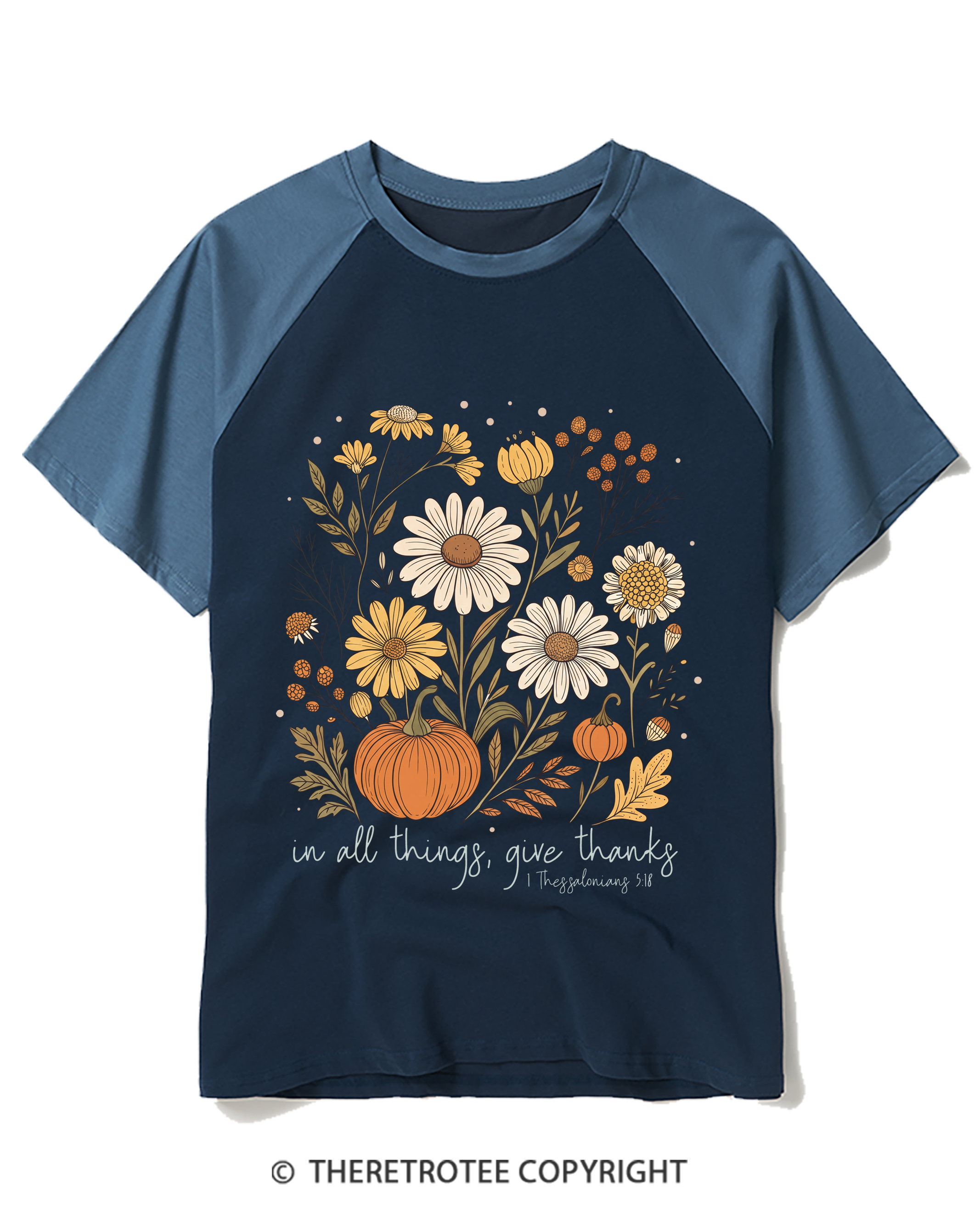 TheRetroTee In All Things Give Thanks Raglan Baseball T-Shirt