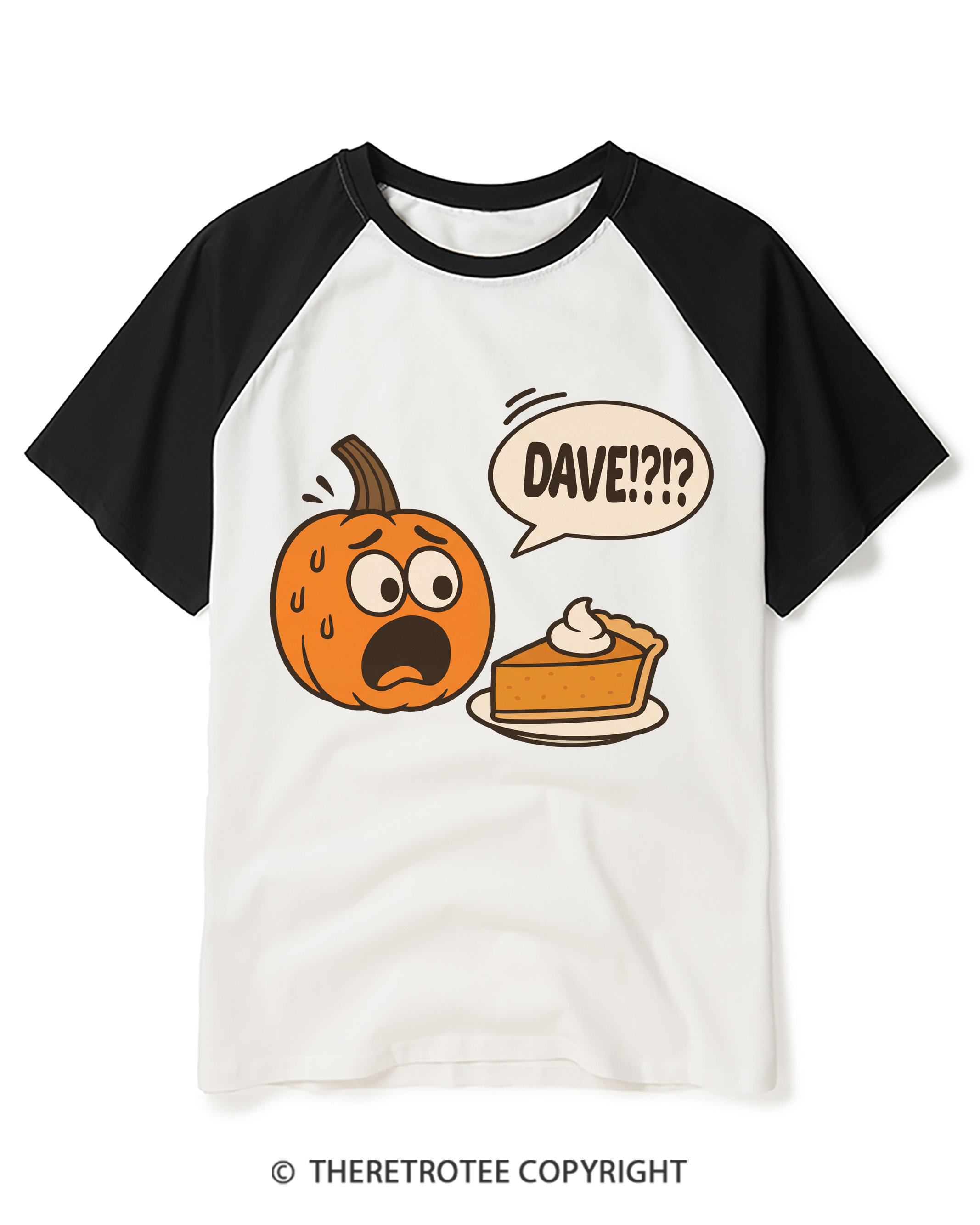 TheRetroTee Funny Pumpkin Pie Raglan Baseball T-Shirt
