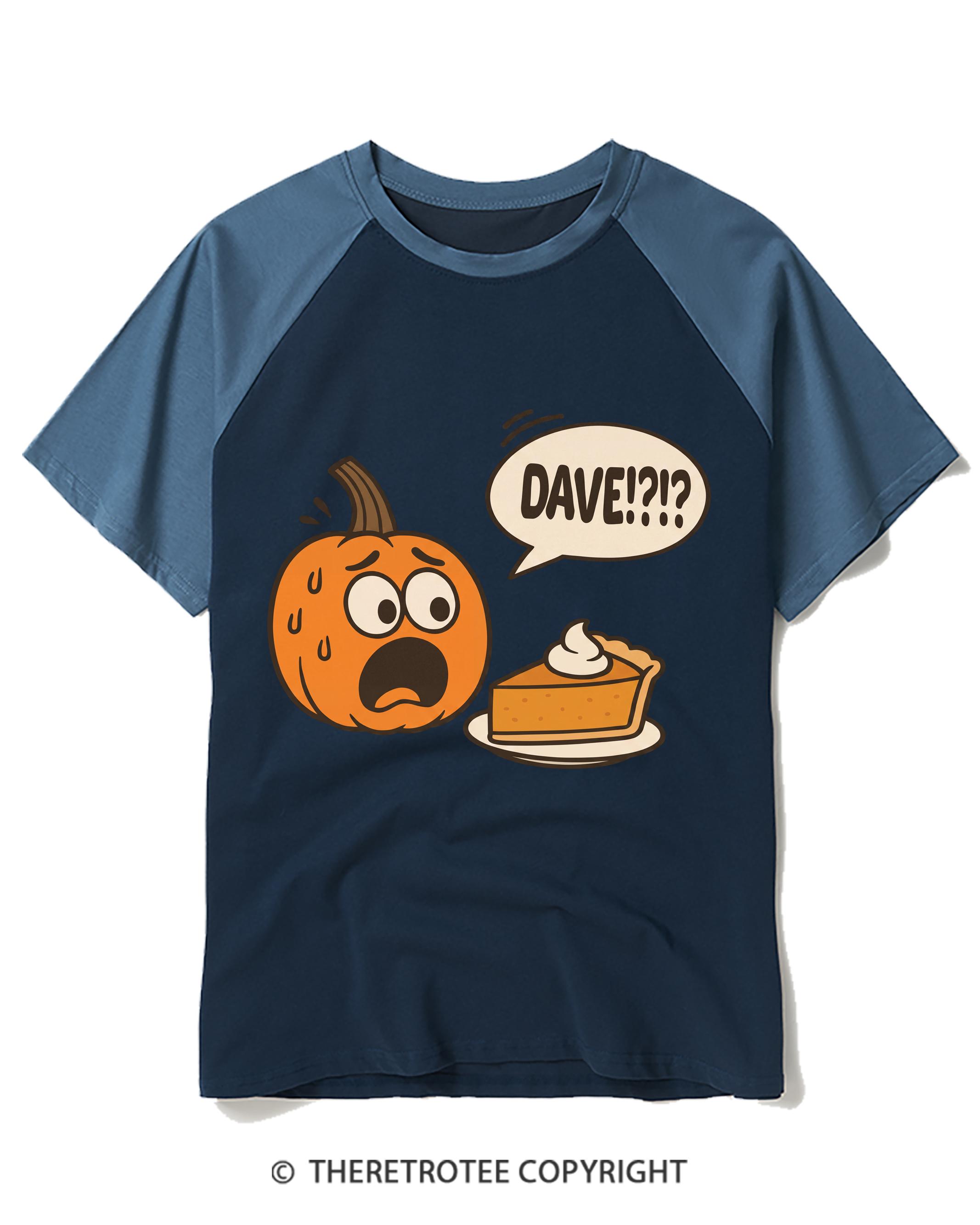 TheRetroTee Funny Pumpkin Pie Raglan Baseball T-Shirt