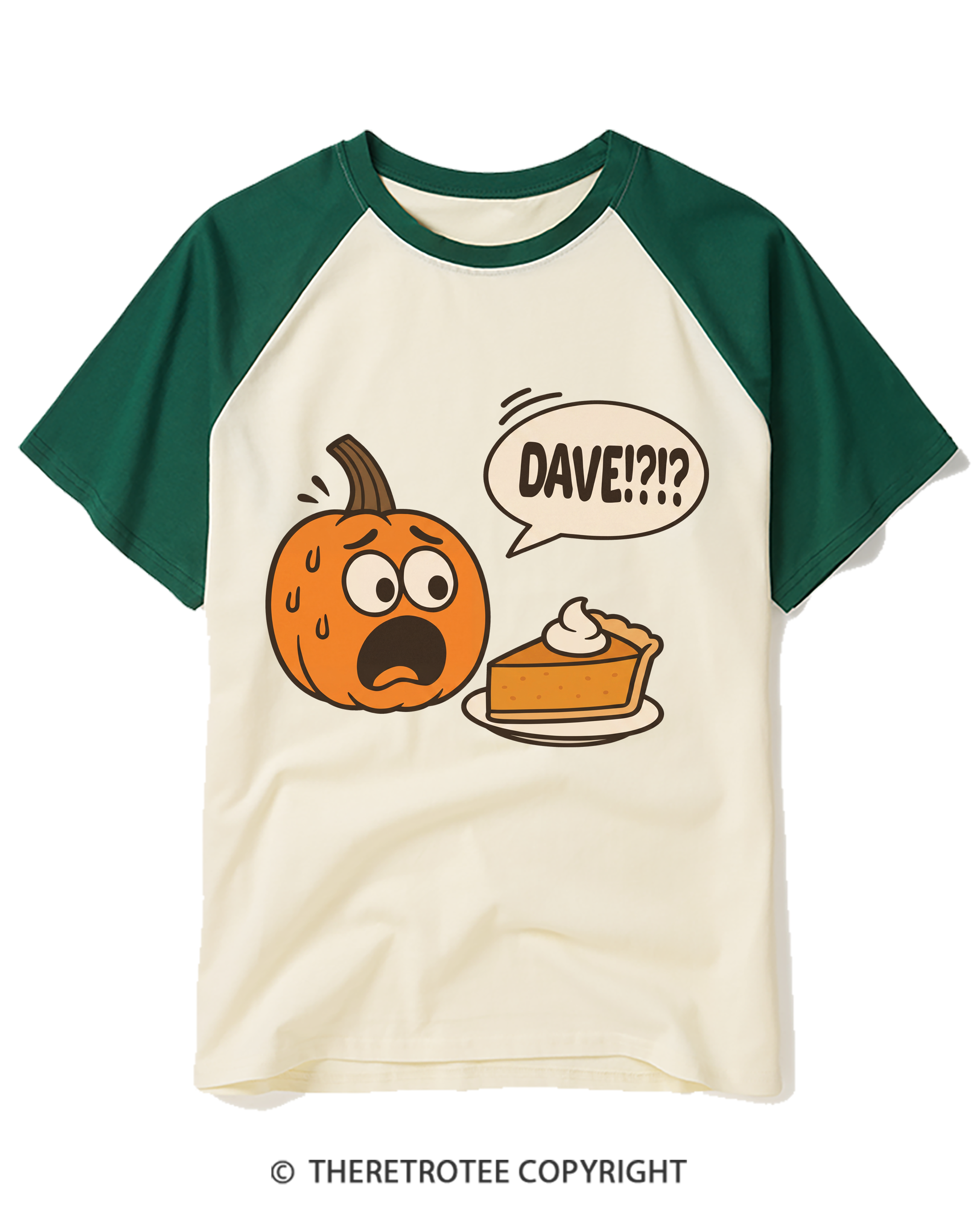 TheRetroTee Funny Pumpkin Pie Raglan Baseball T-Shirt