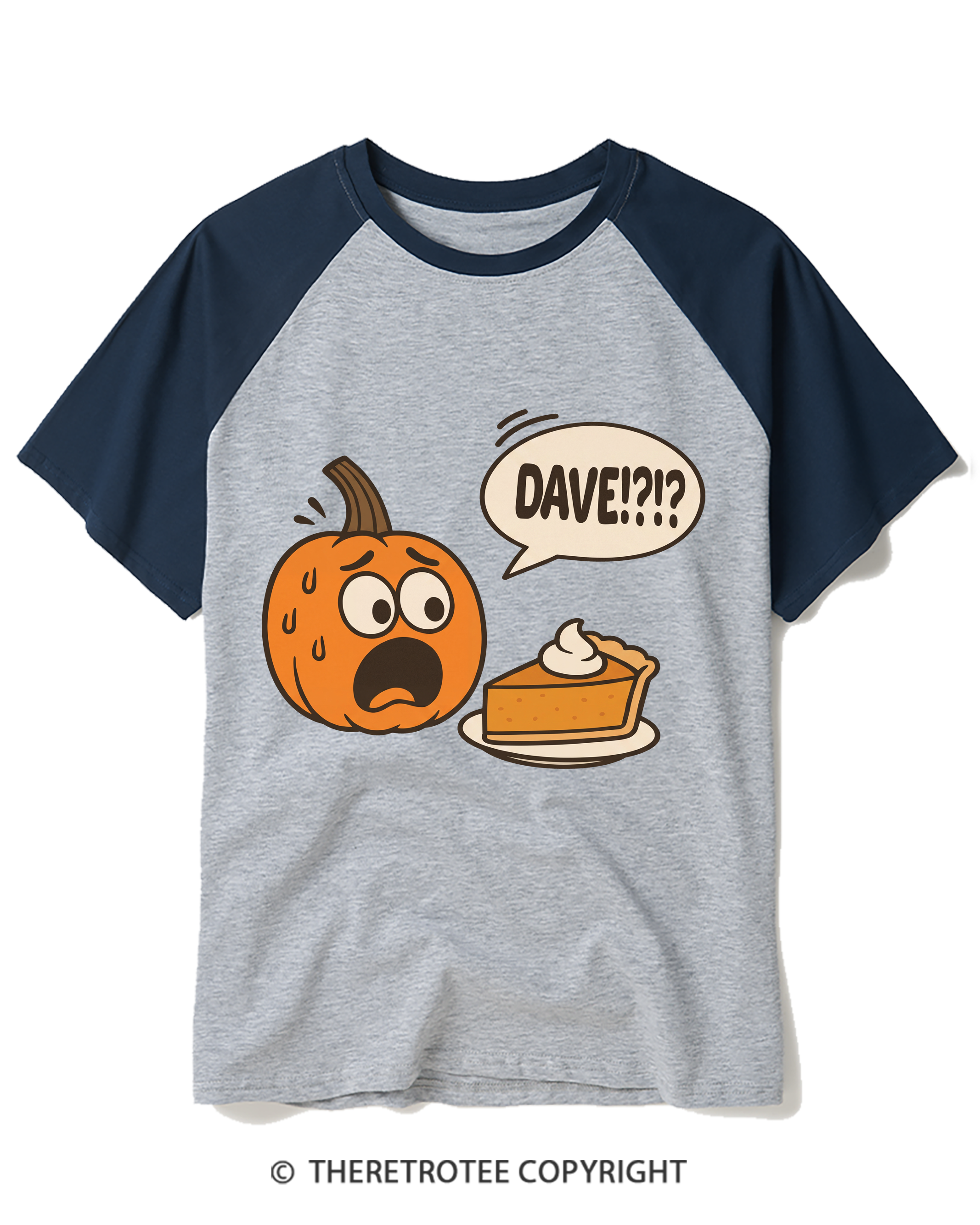 TheRetroTee Funny Pumpkin Pie Raglan Baseball T-Shirt