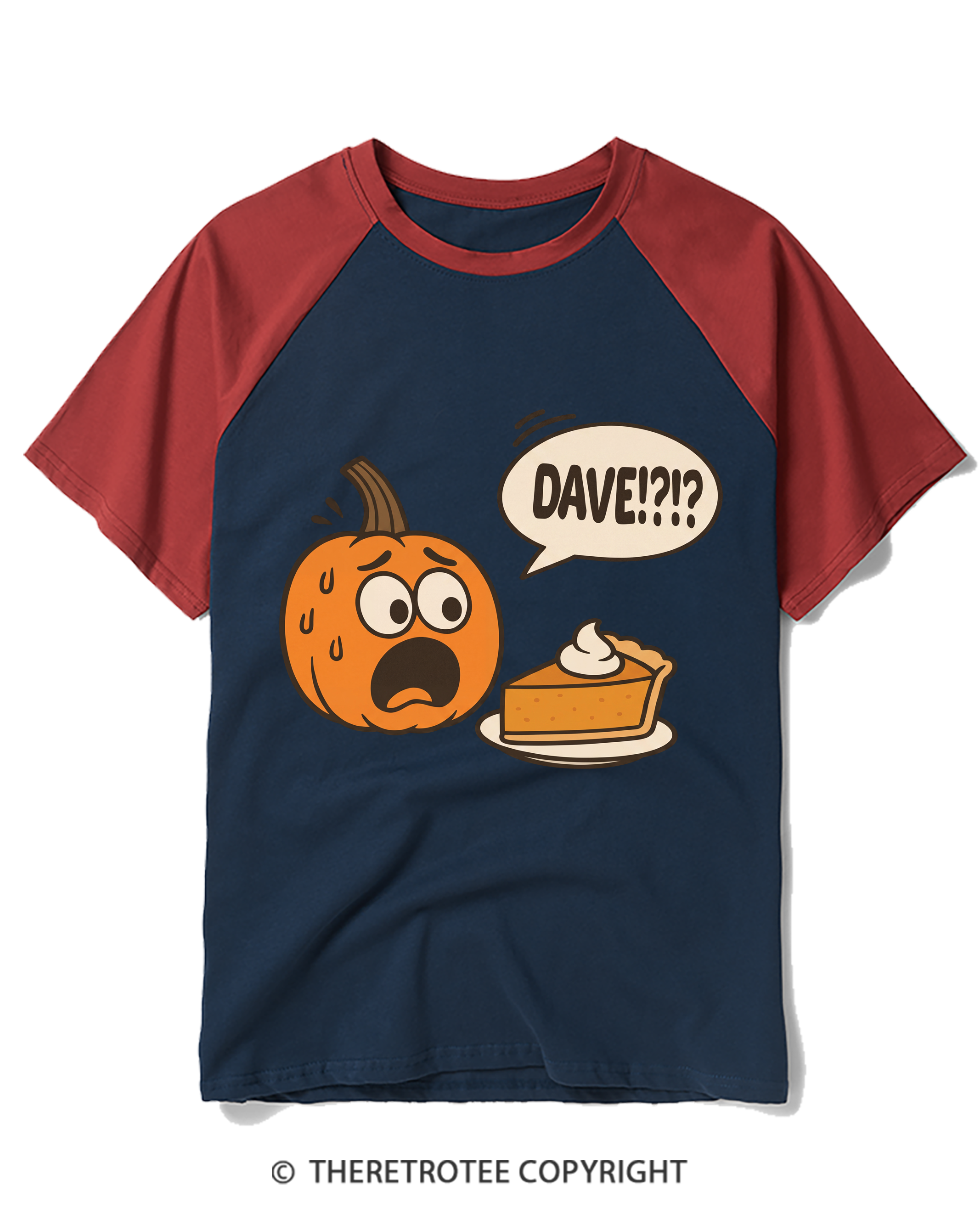 TheRetroTee Funny Pumpkin Pie Raglan Baseball T-Shirt