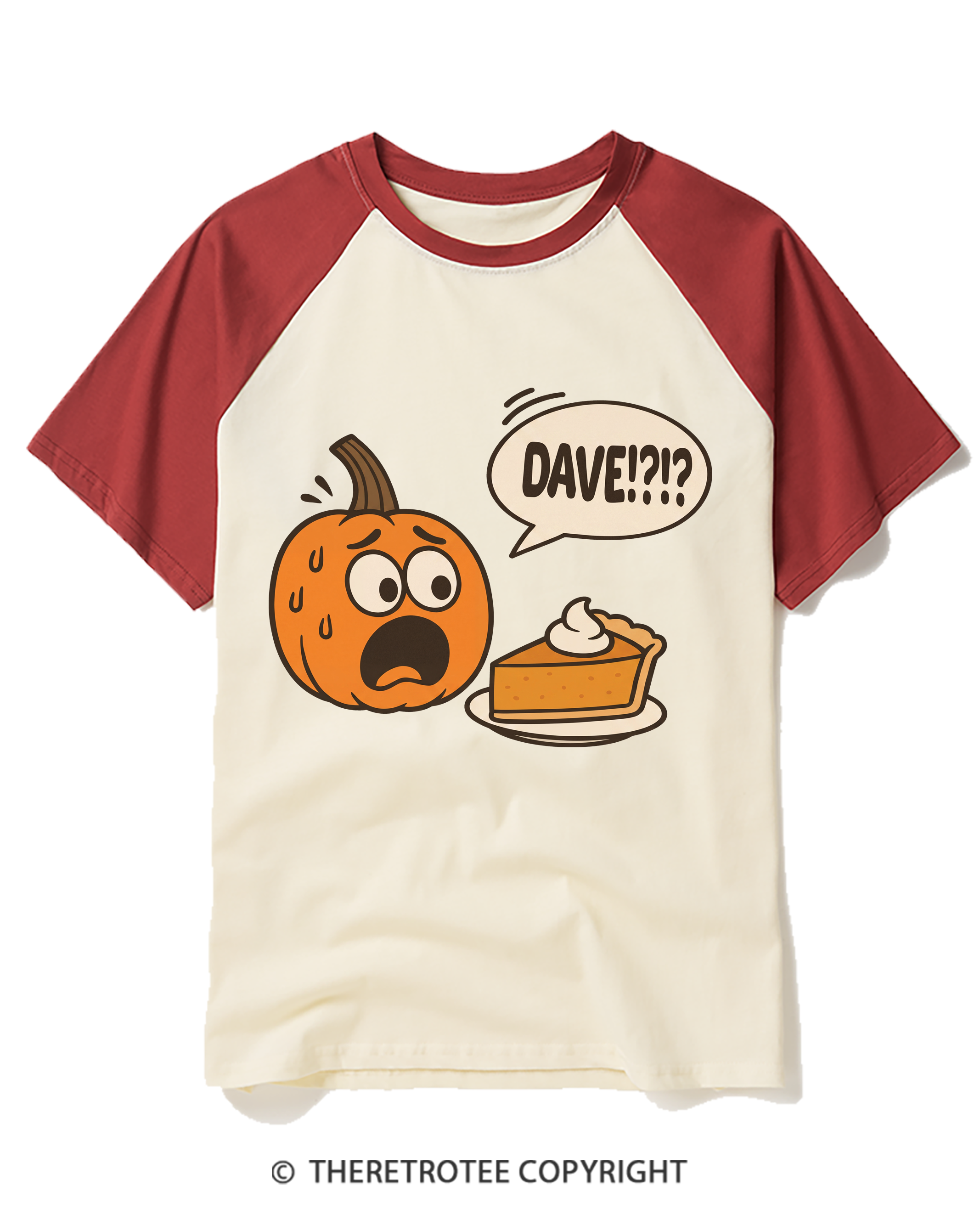 TheRetroTee Funny Pumpkin Pie Raglan Baseball T-Shirt