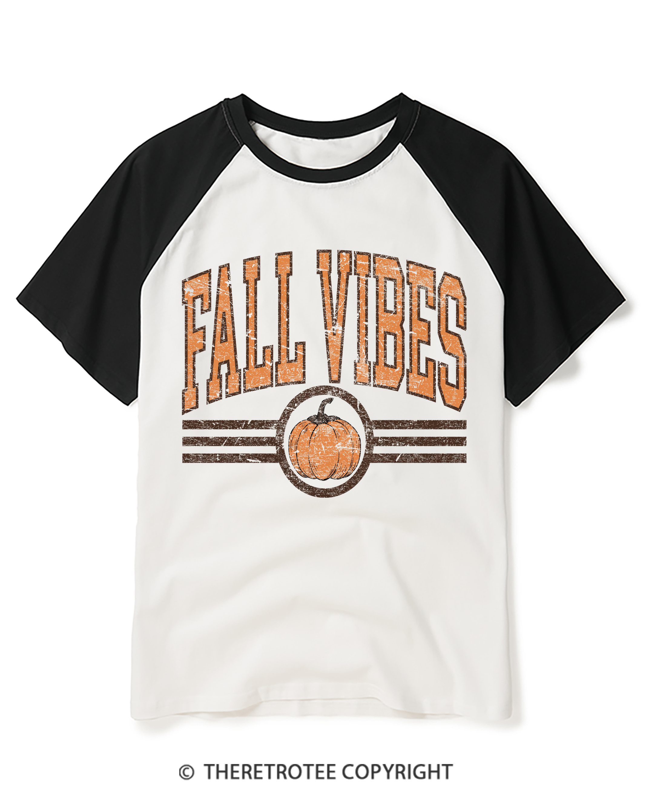 TheRetroTee Fall Vibes Raglan Baseball T-Shirt
