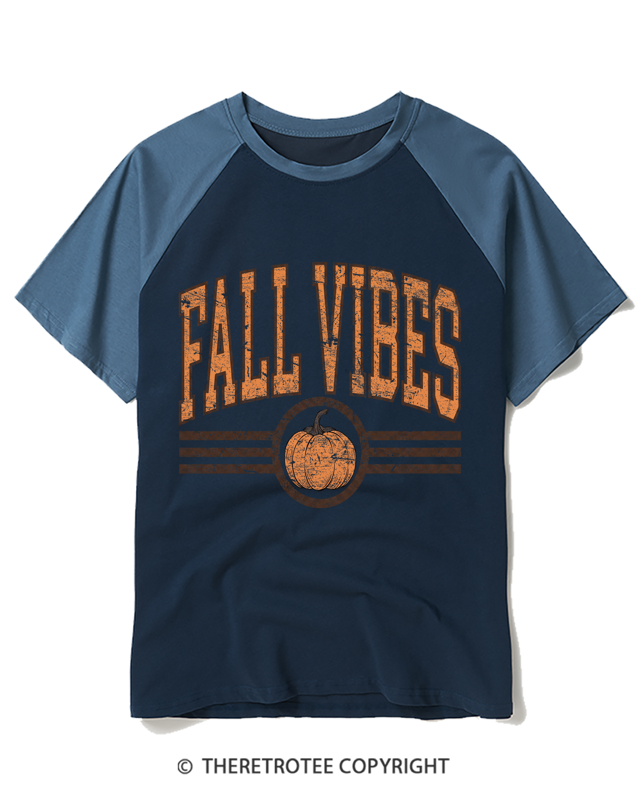 TheRetroTee Fall Vibes Raglan Baseball T-Shirt