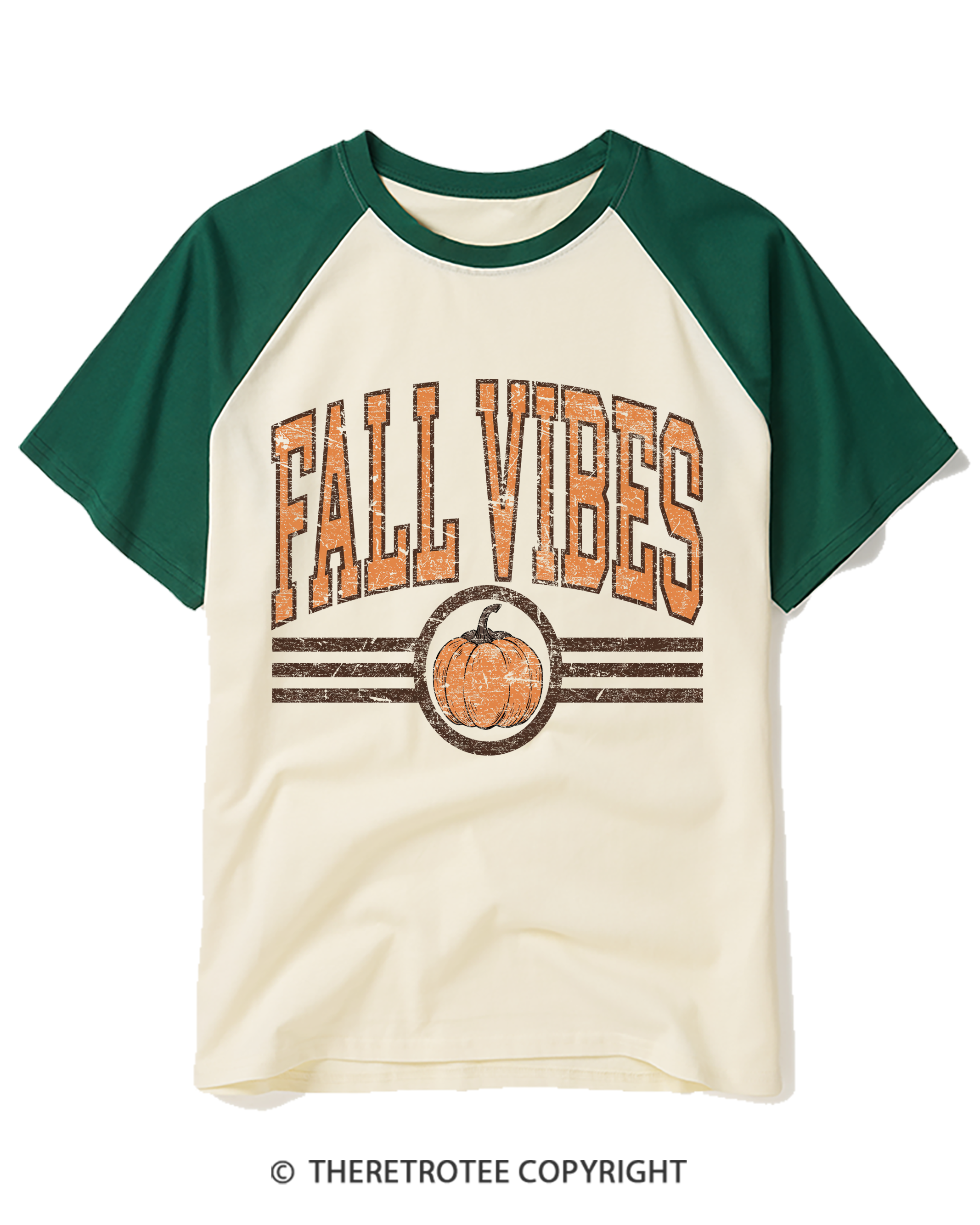 TheRetroTee Fall Vibes Raglan Baseball T-Shirt
