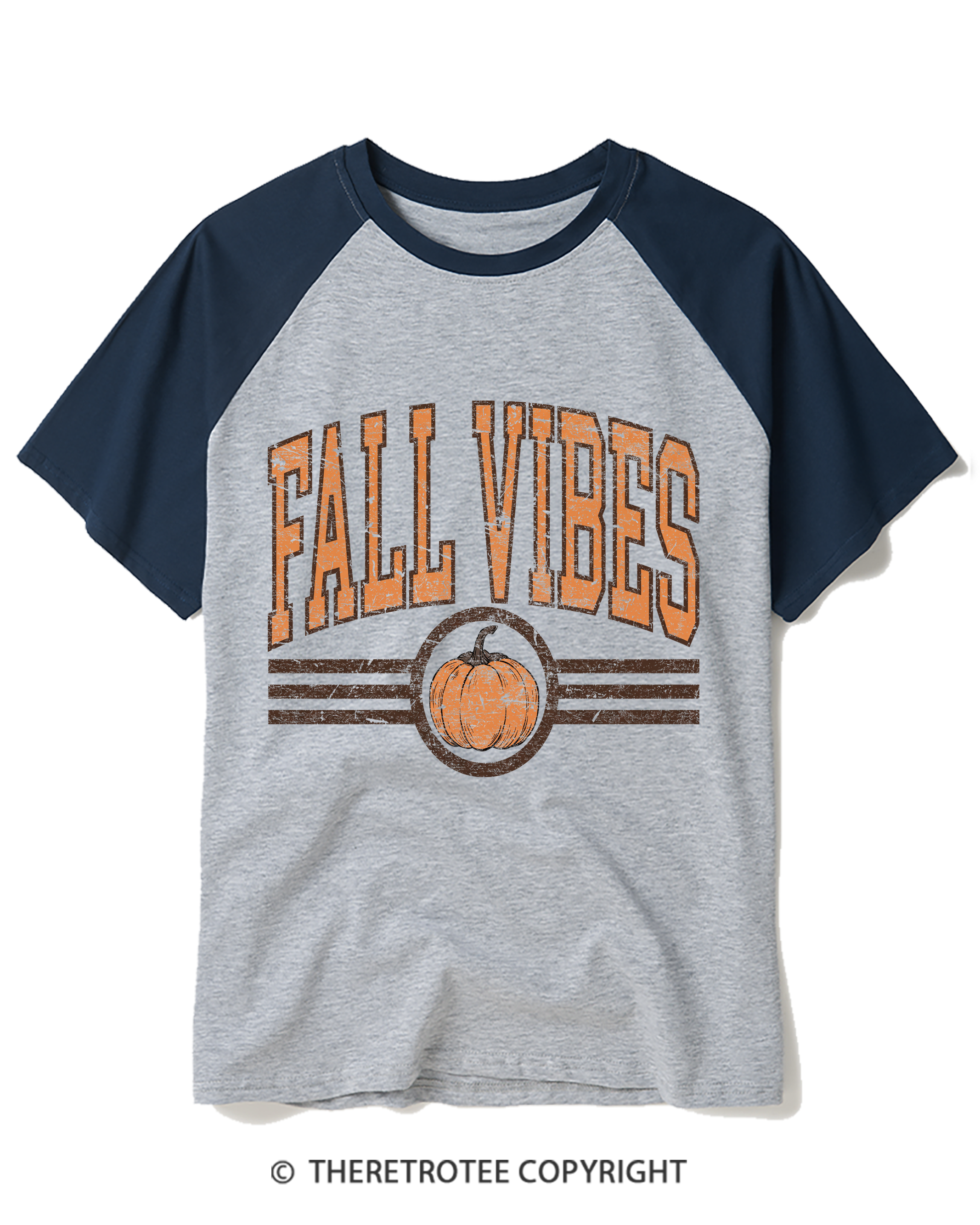 TheRetroTee Fall Vibes Raglan Baseball T-Shirt