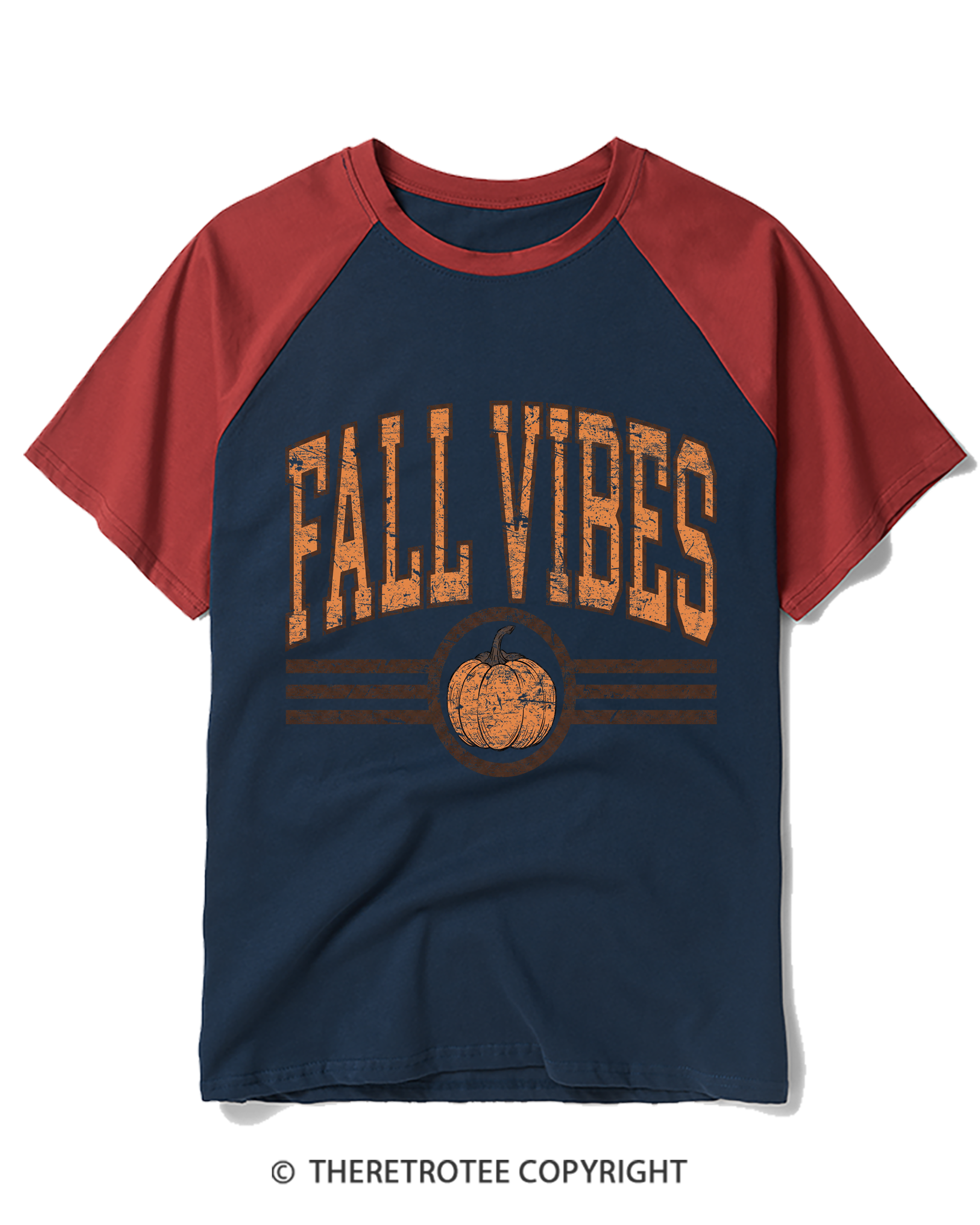 TheRetroTee Fall Vibes Raglan Baseball T-Shirt