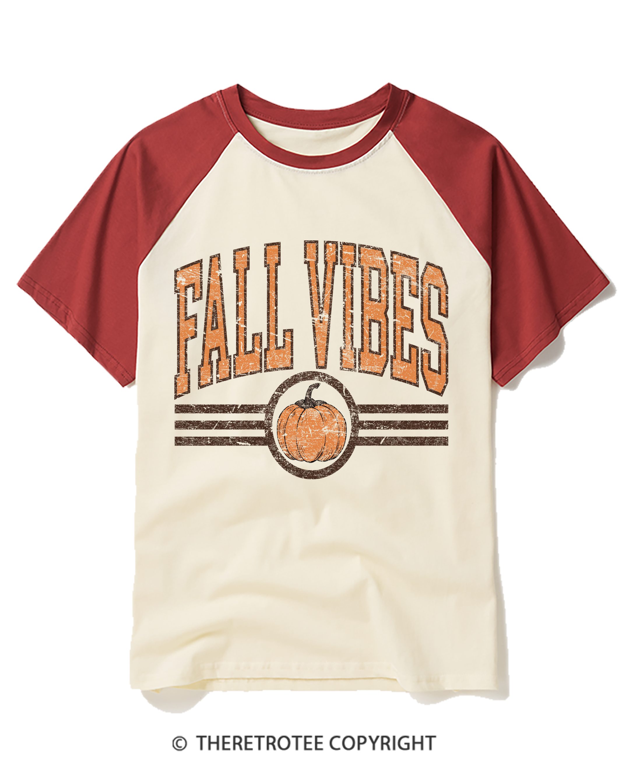 TheRetroTee Fall Vibes Raglan Baseball T-Shirt