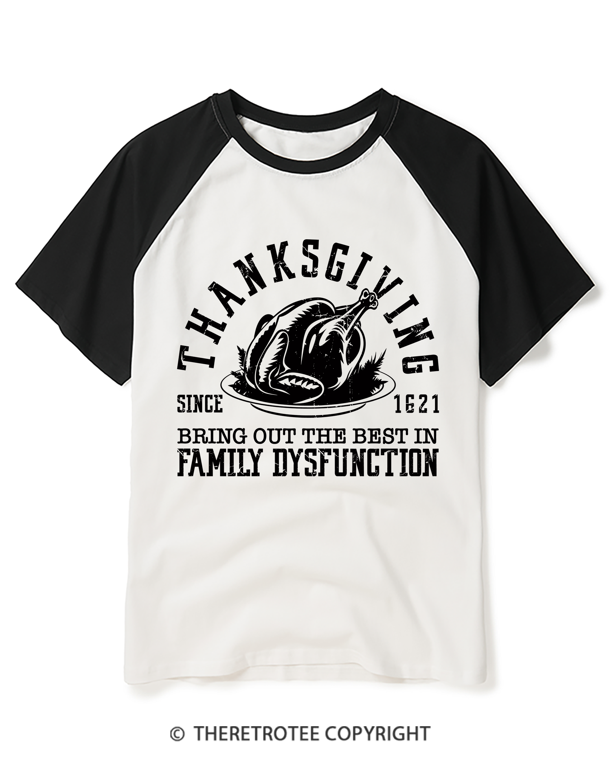 TheRetroTee Thanksgiving Since 1621 Raglan Baseball T-Shirt