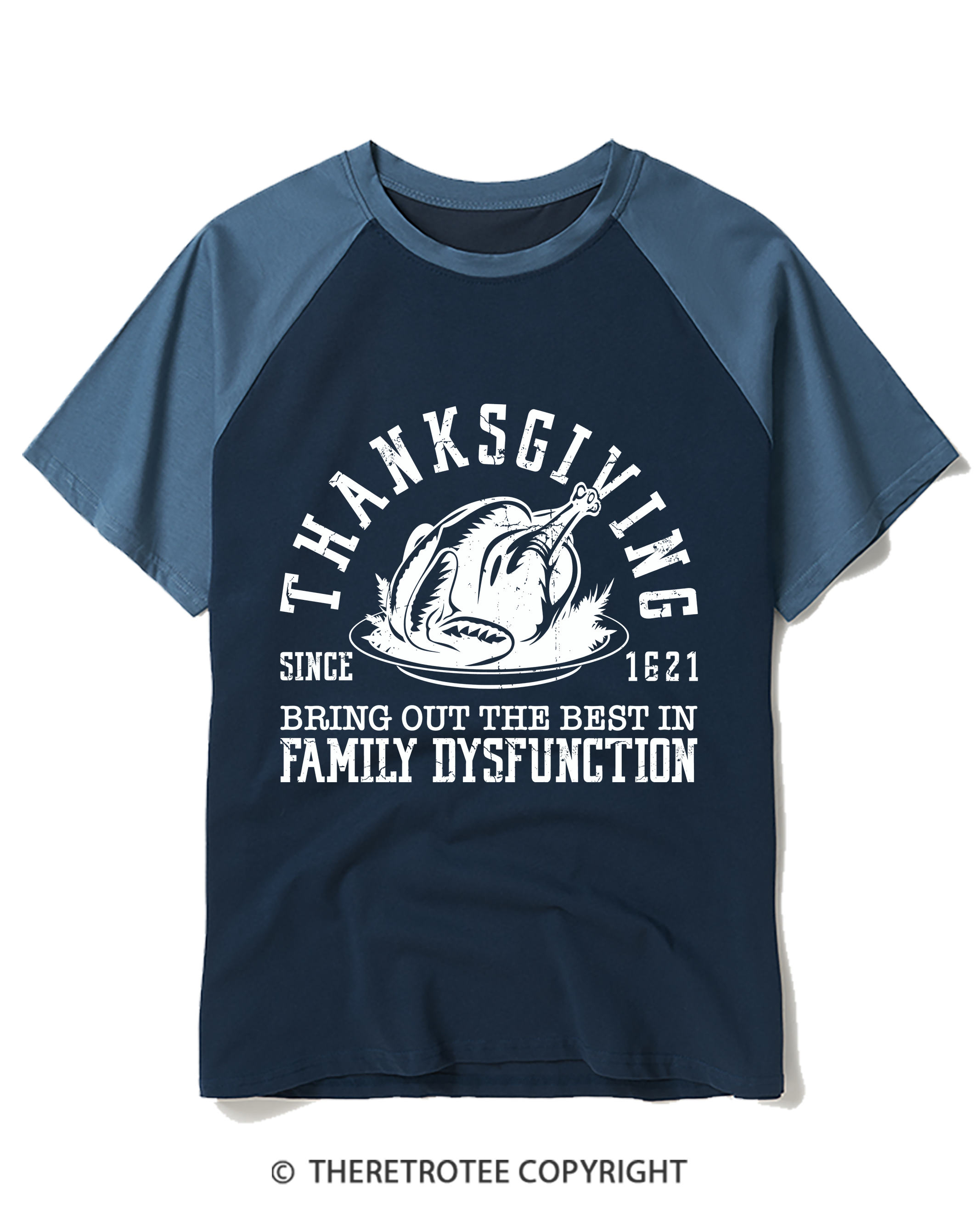 TheRetroTee Thanksgiving Since 1621 Raglan Baseball T-Shirt