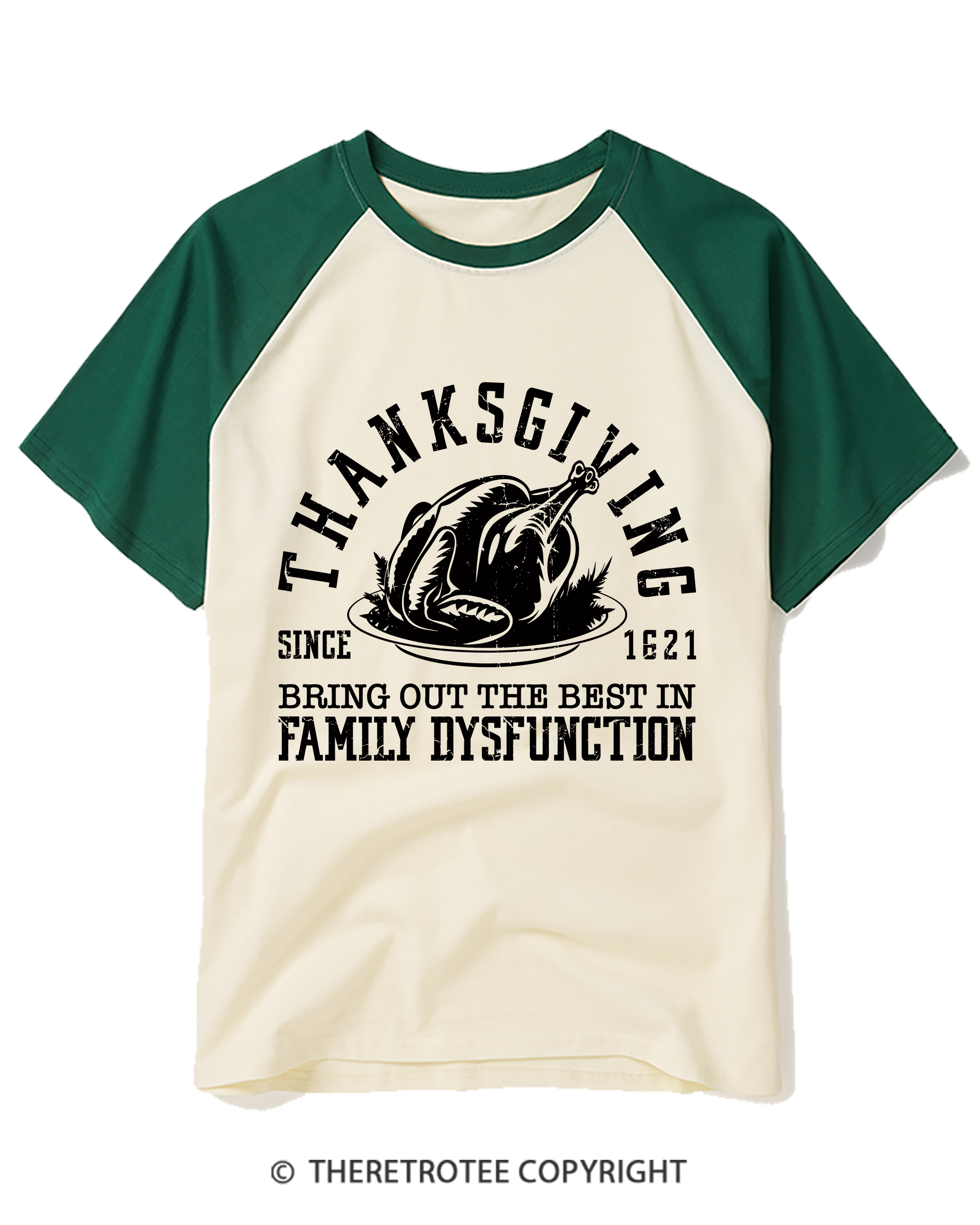 TheRetroTee Thanksgiving Since 1621 Raglan Baseball T-Shirt