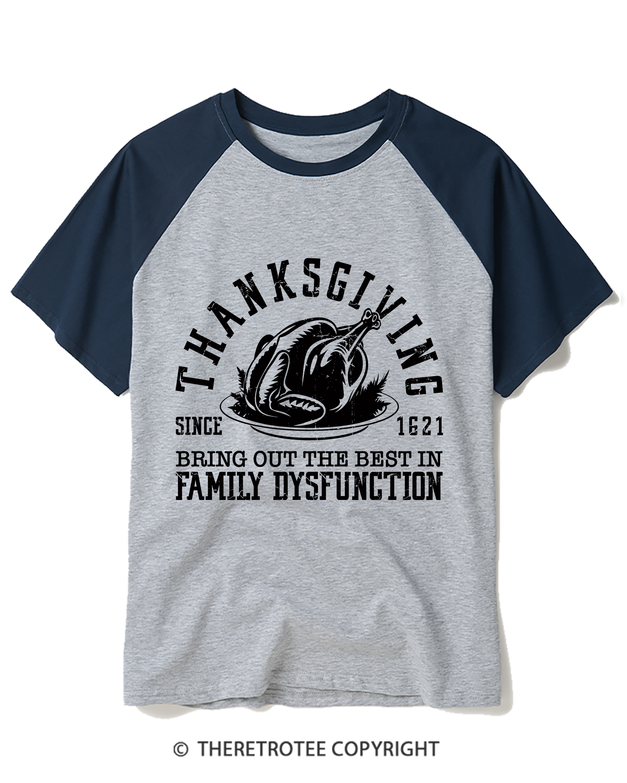 TheRetroTee Thanksgiving Since 1621 Raglan Baseball T-Shirt