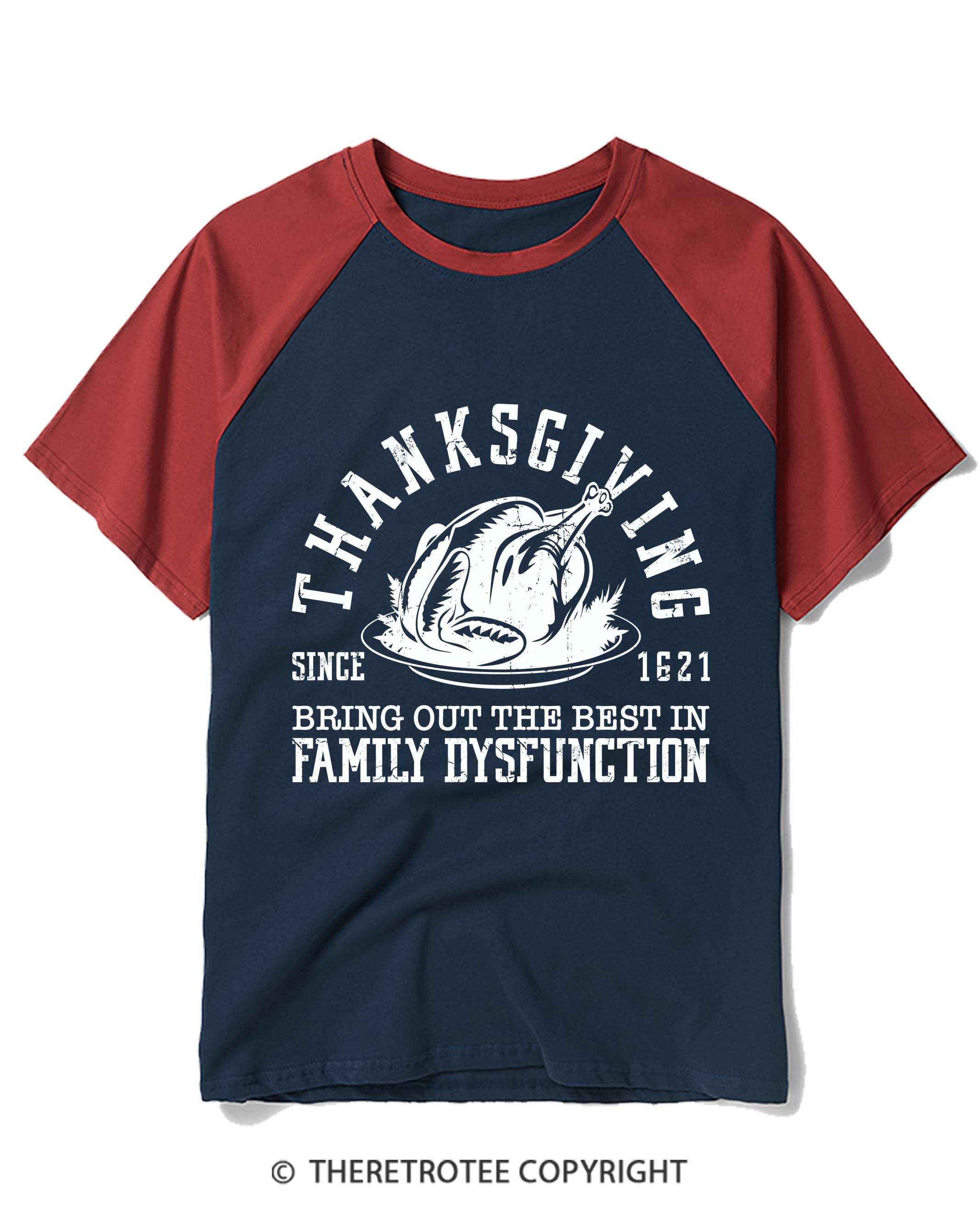 TheRetroTee Thanksgiving Since 1621 Raglan Baseball T-Shirt
