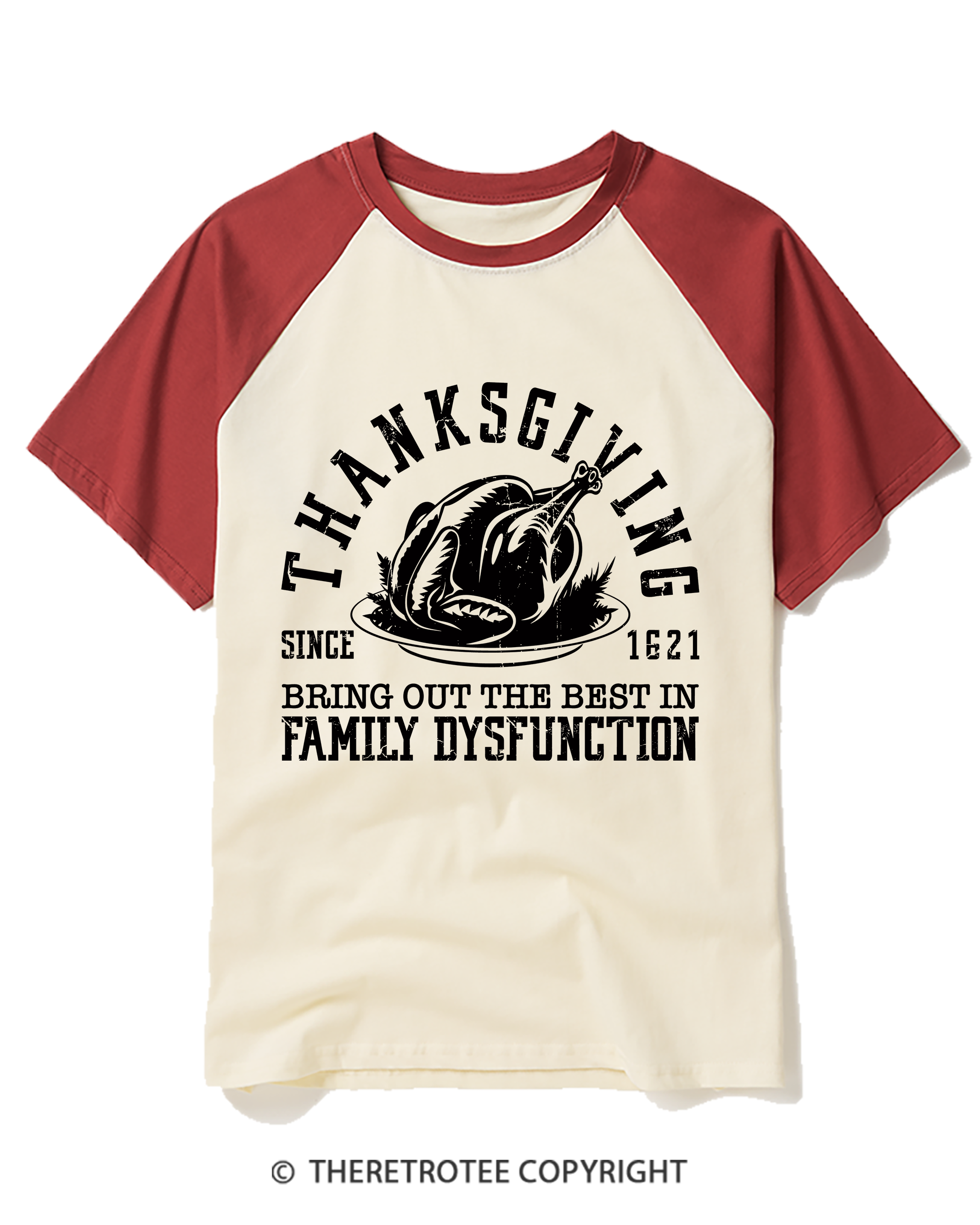 TheRetroTee Thanksgiving Since 1621 Raglan Baseball T-Shirt