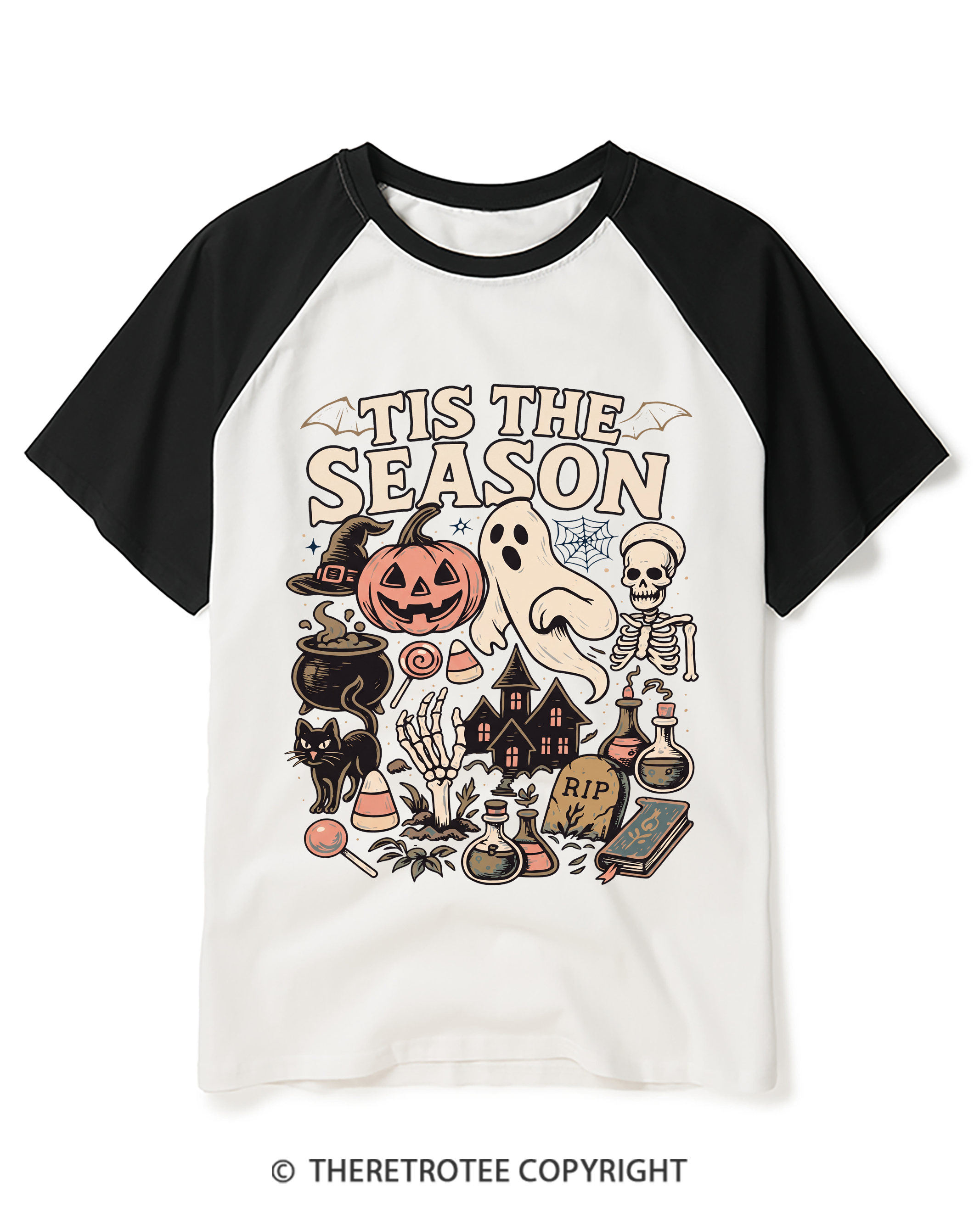 TheRetroTee Tis The Season 1980s Raglan Baseball T-Shirt